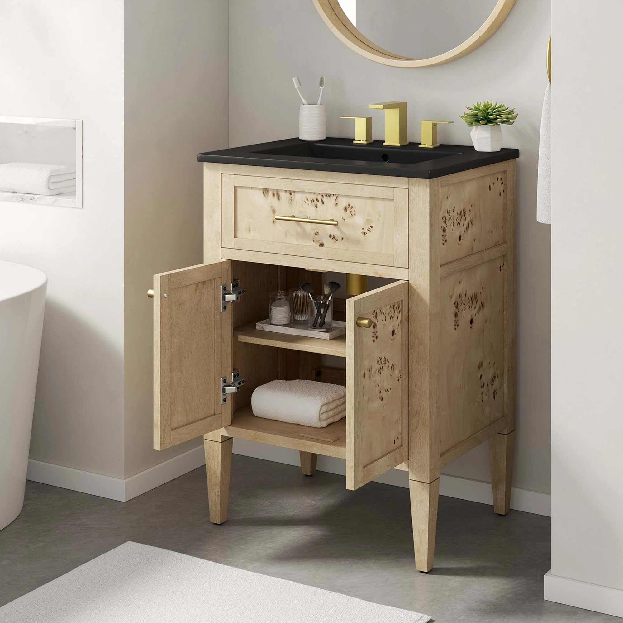 Meuble-lavabo de salle de bain en bois Elysian inclus