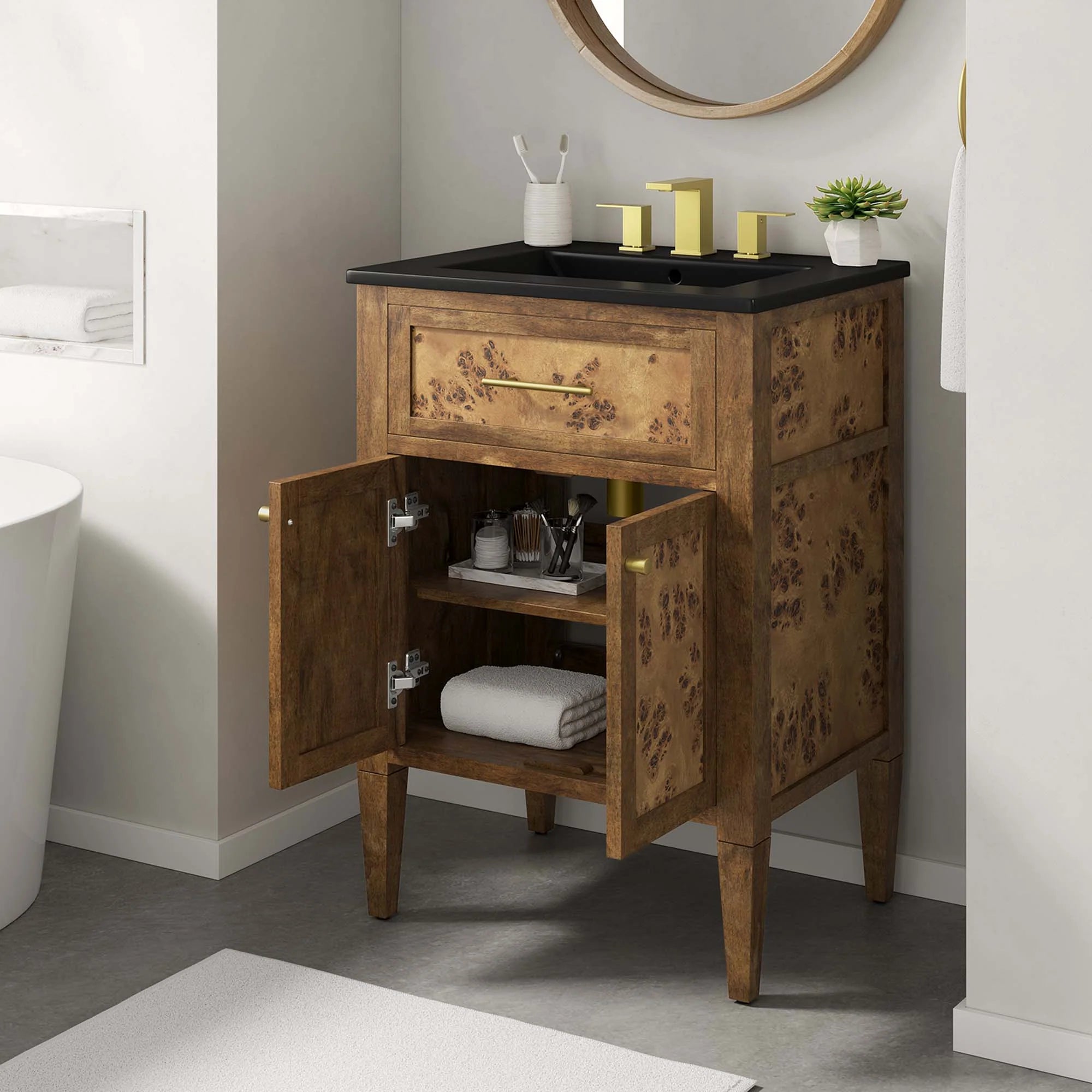 Meuble-lavabo de salle de bain en bois Elysian inclus