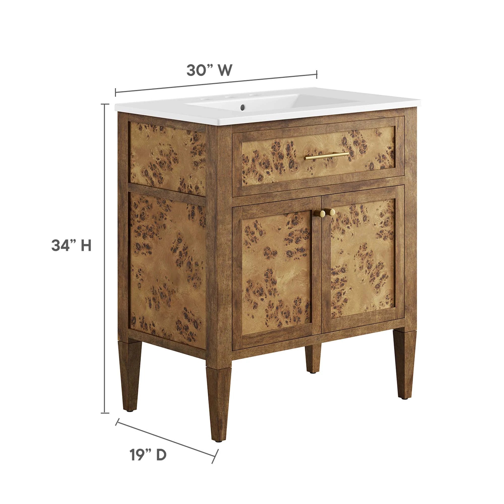 Elysian Wood Bathroom Vanity Basin Included