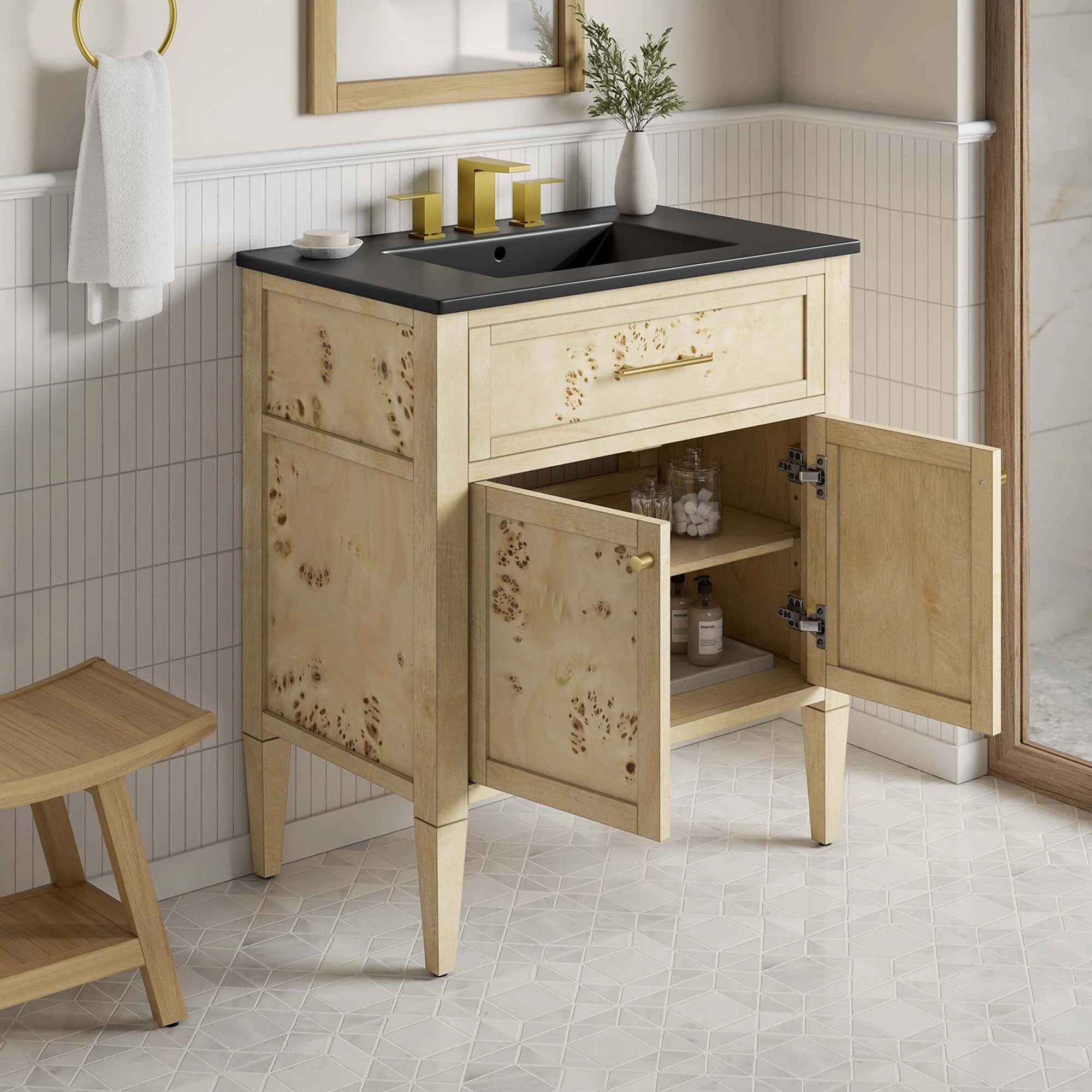 Meuble-lavabo de salle de bain en bois Elysian inclus