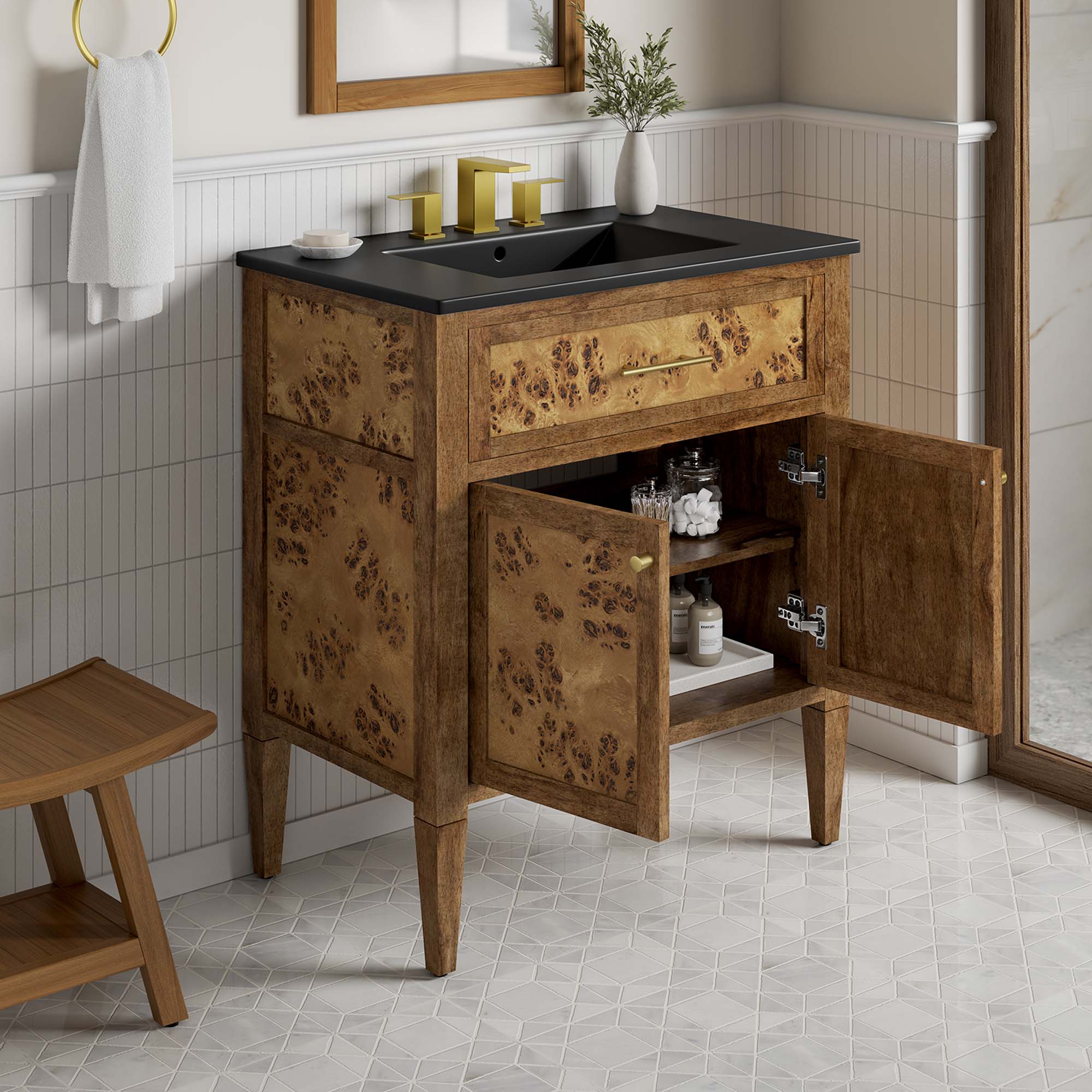 Meuble-lavabo de salle de bain en bois Elysian inclus