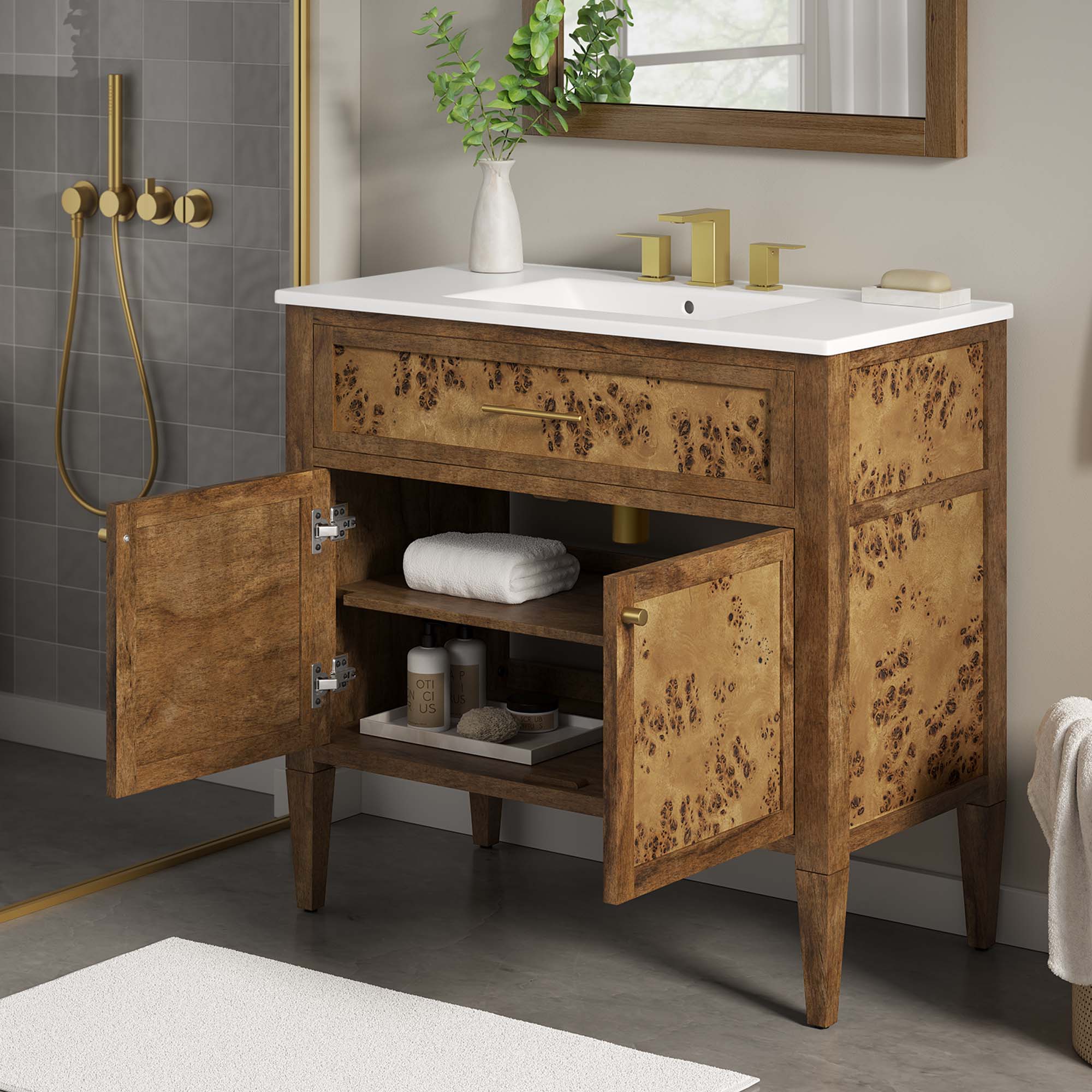 Meuble-lavabo de salle de bain en bois Elysian inclus