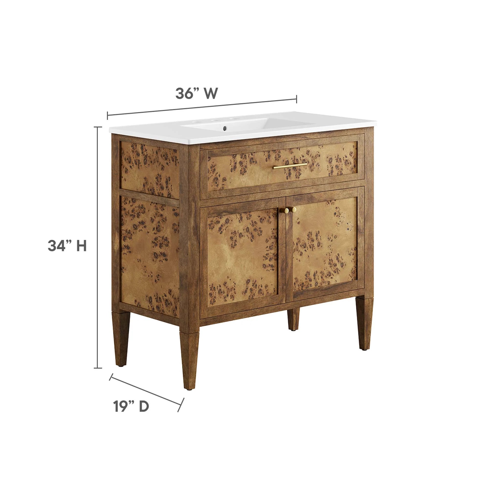 Meuble-lavabo de salle de bain en bois Elysian inclus