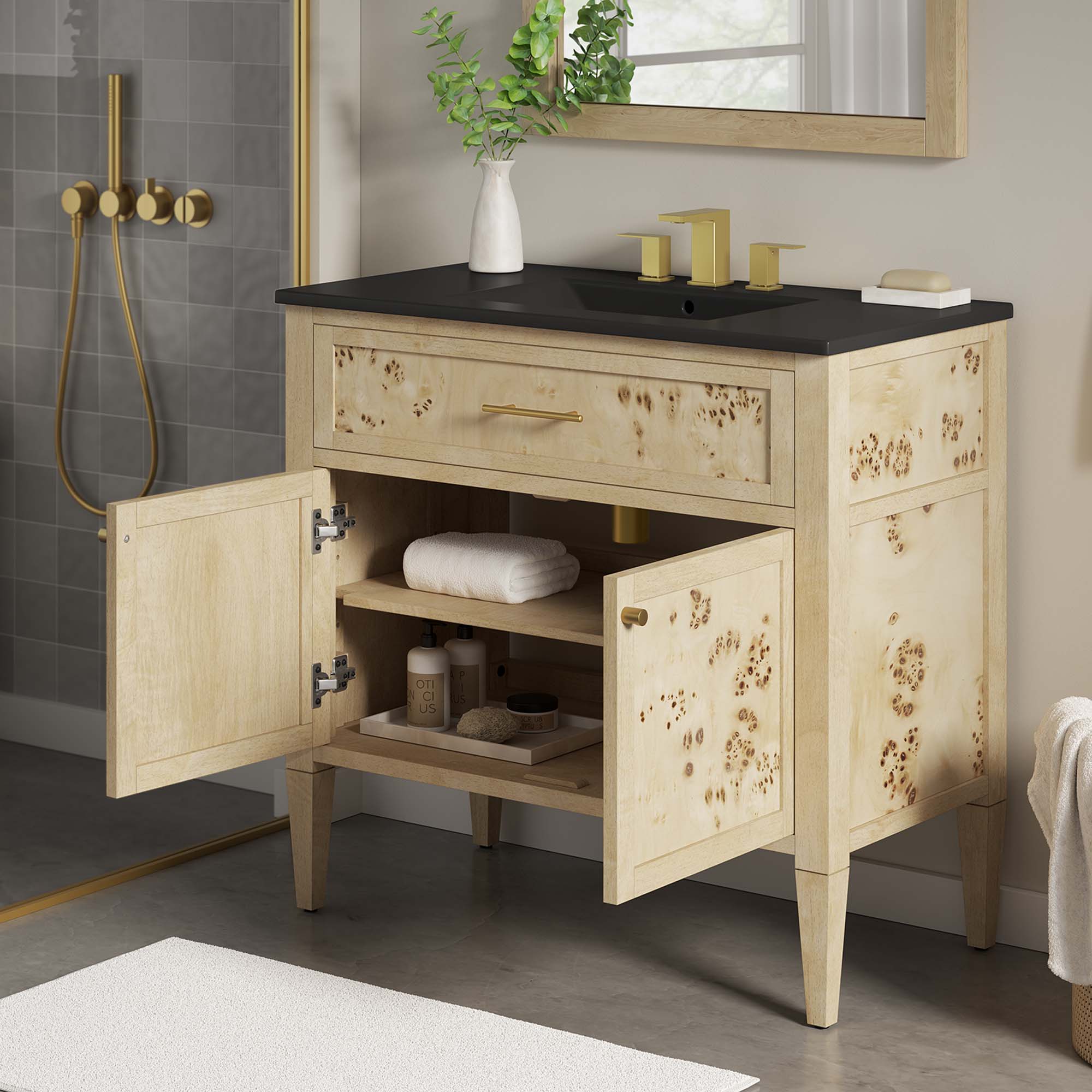 Meuble-lavabo de salle de bain en bois Elysian inclus