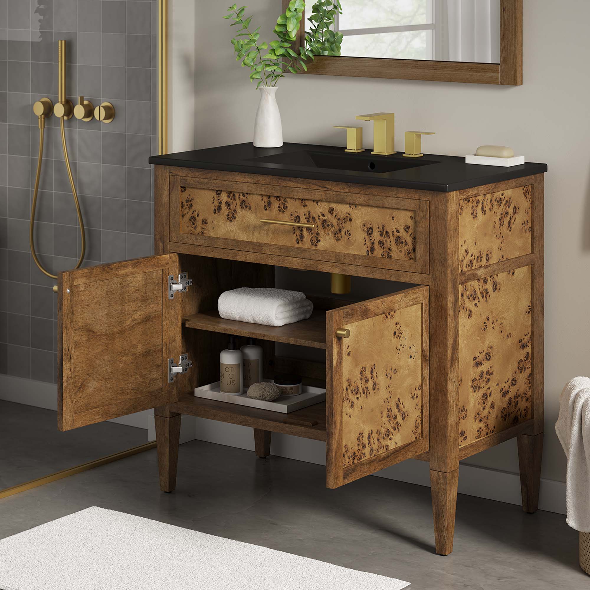 Meuble-lavabo de salle de bain en bois Elysian inclus