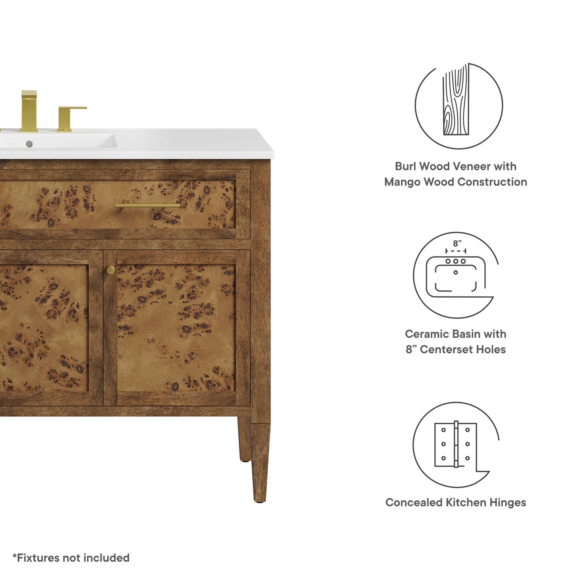 Elysian Wood Bathroom Vanity Cabinet Basin Not Included