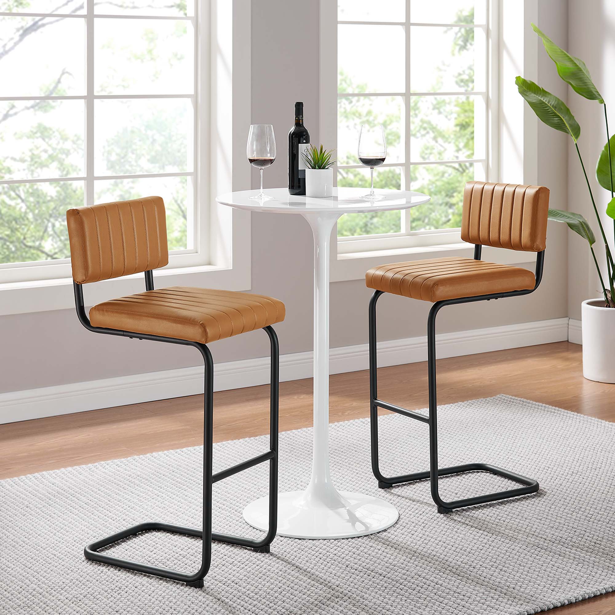 Parity Vegan Leather Bar Stools Set of 2