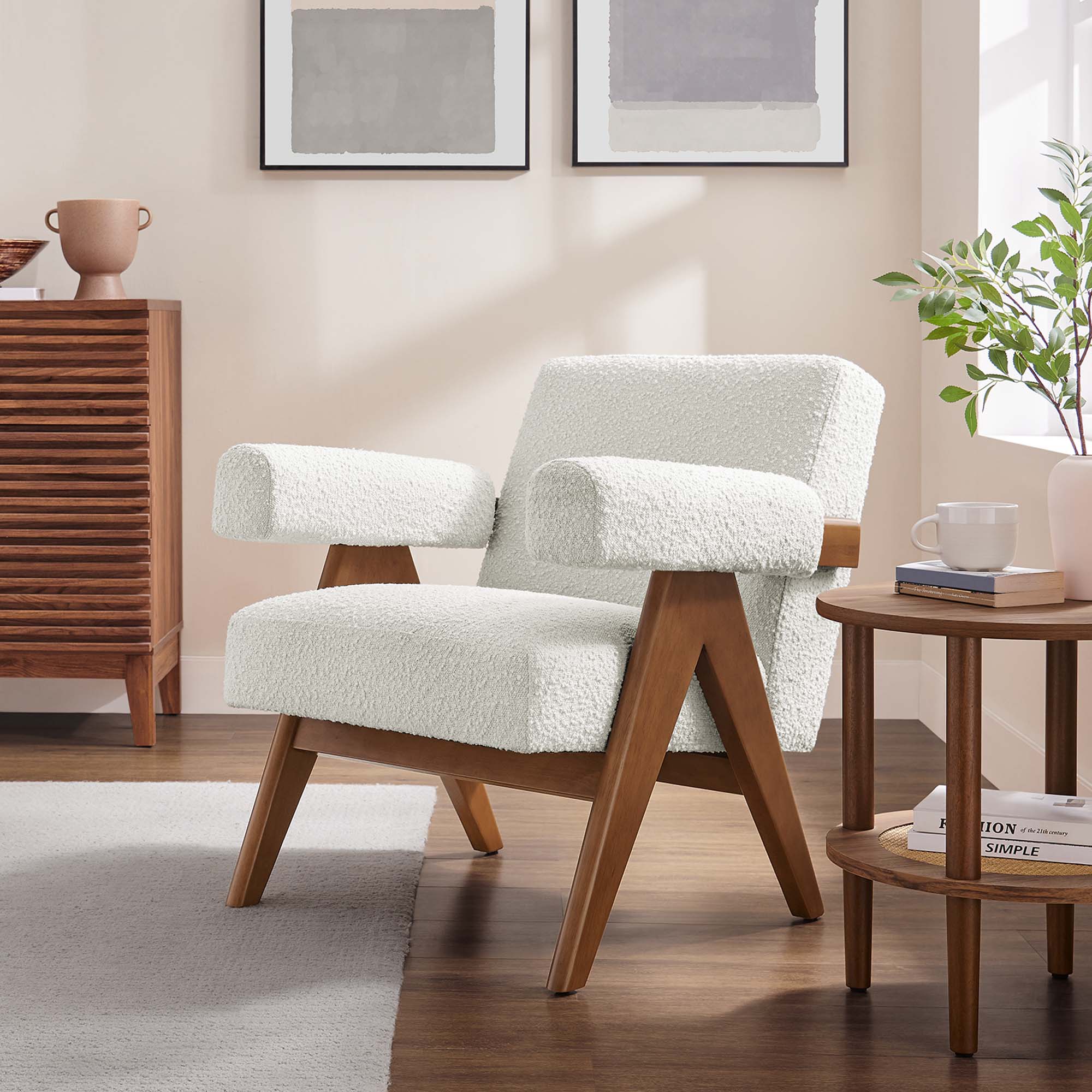 Fauteuil en tissu bouclé Lyra 