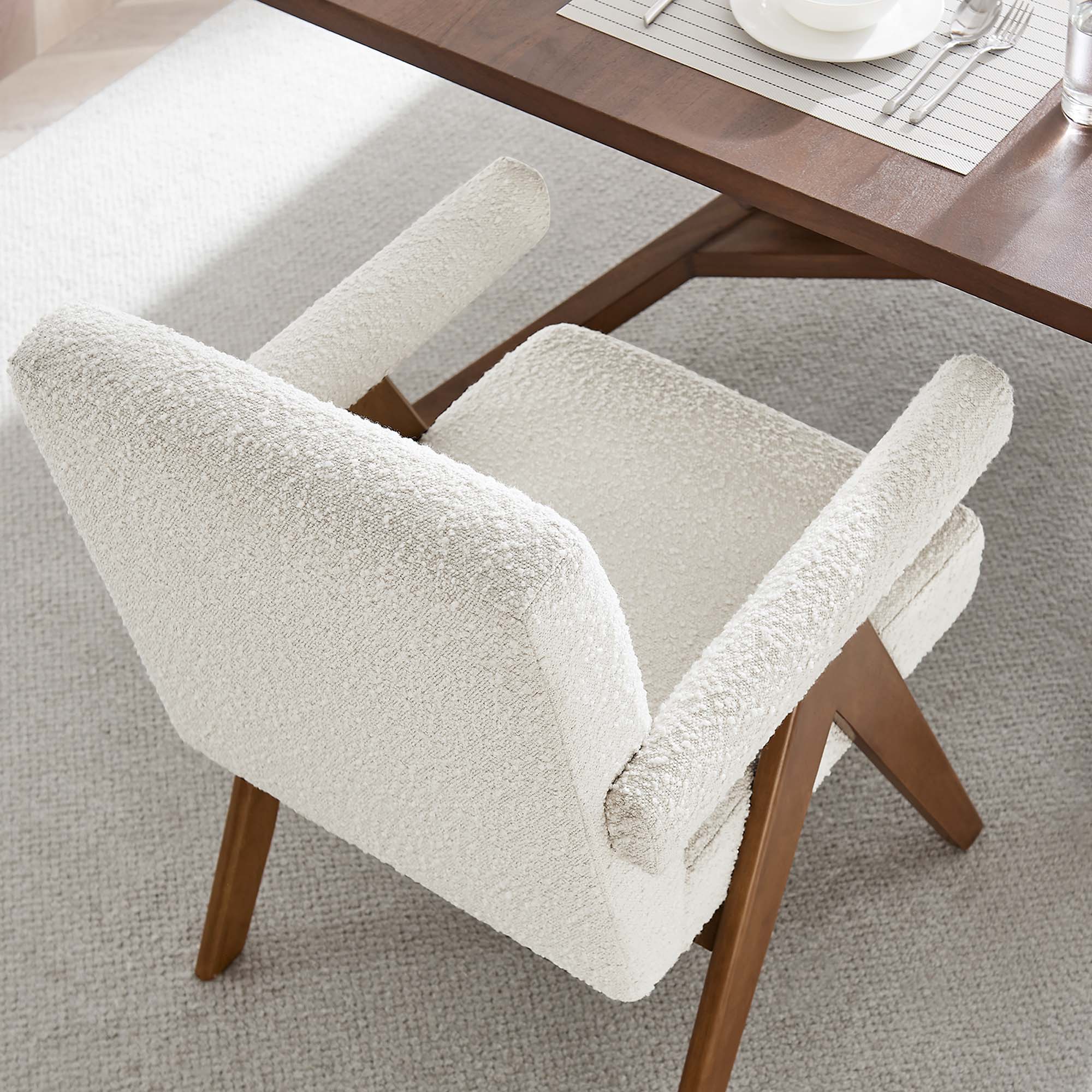 Lyra Boucle Fabric Dining Room Chair - Set of 2