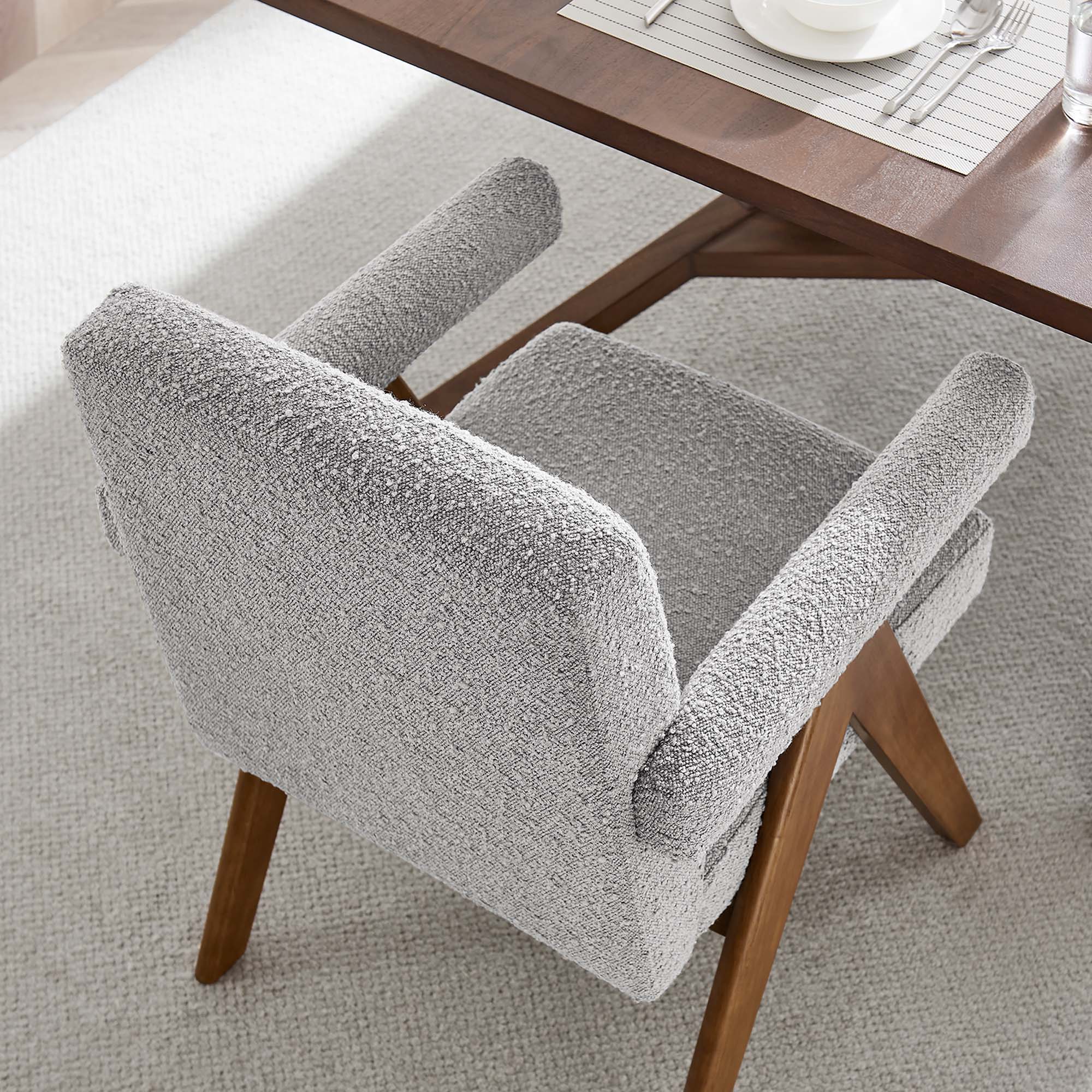 Lyra Boucle Fabric Dining Room Chair - Set of 2