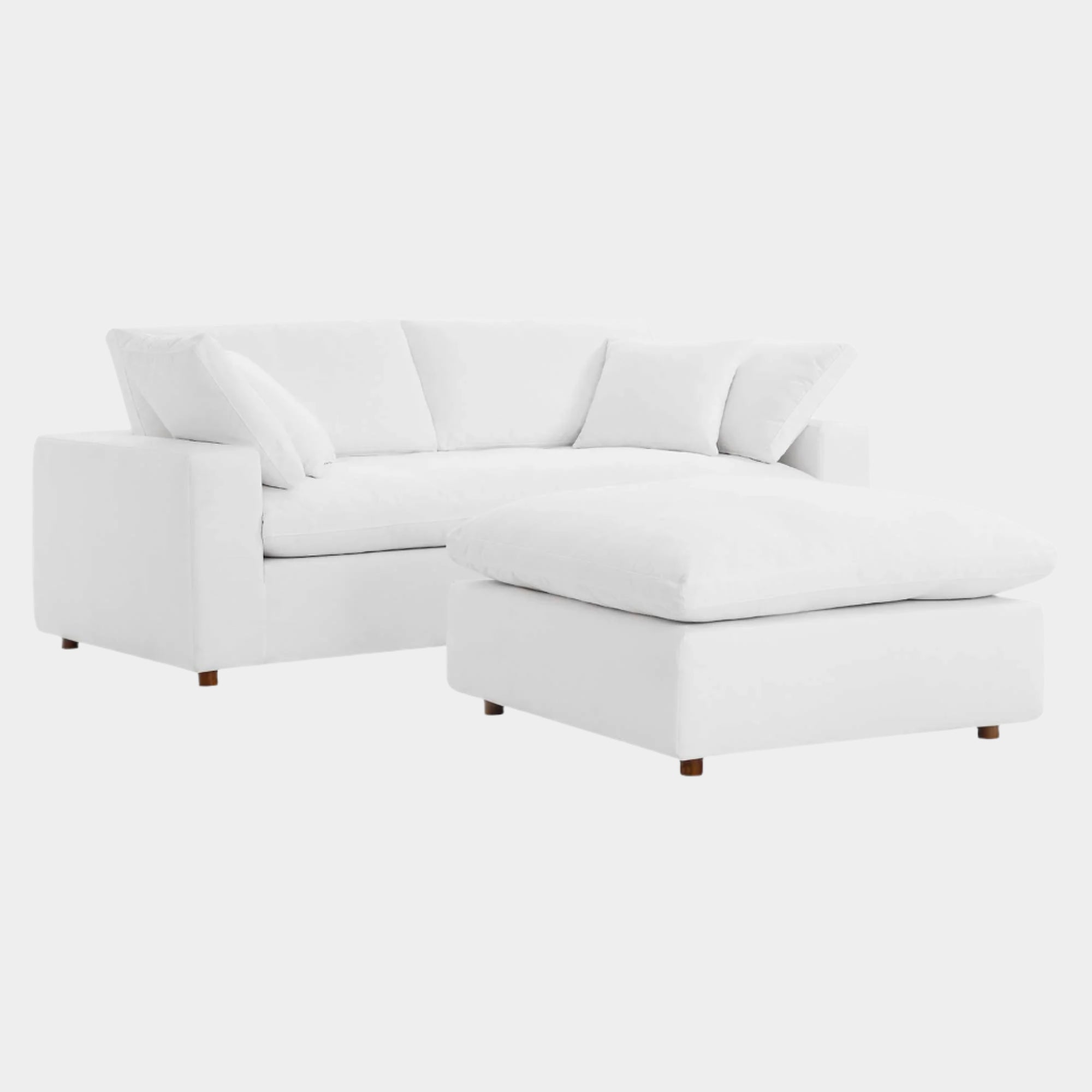 Commix Down Filled Overstuffed Sectional Sofa and Ottoman Set