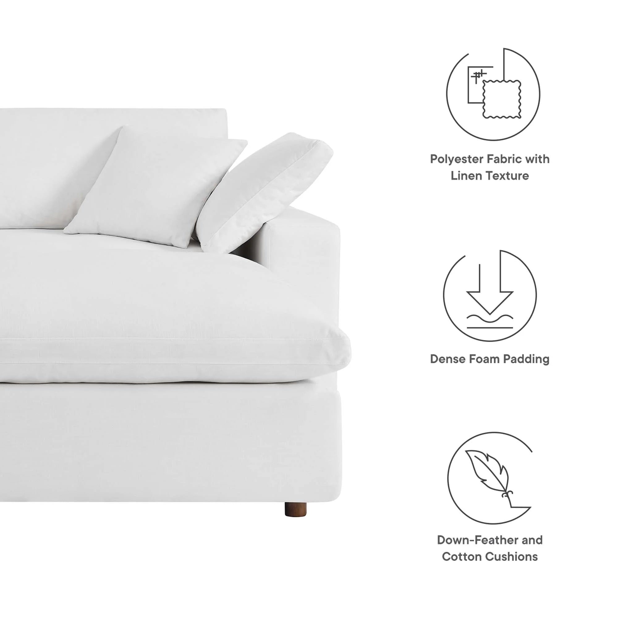 Chaise sans accoudoirs rembourrée en duvet Commix