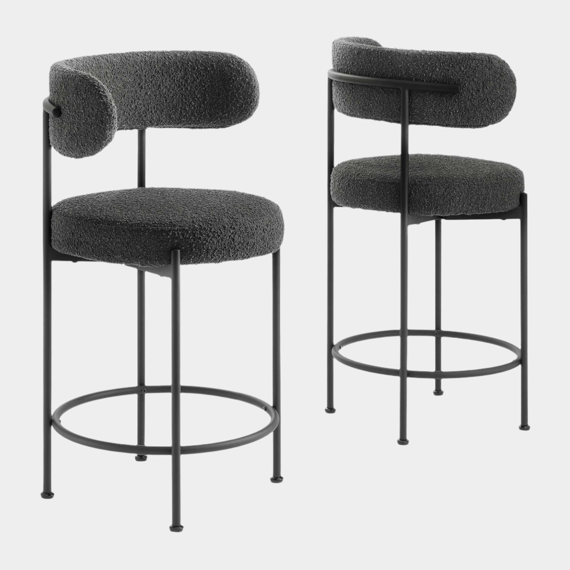 Albie Boucle Fabric Counter Stools Set of 2