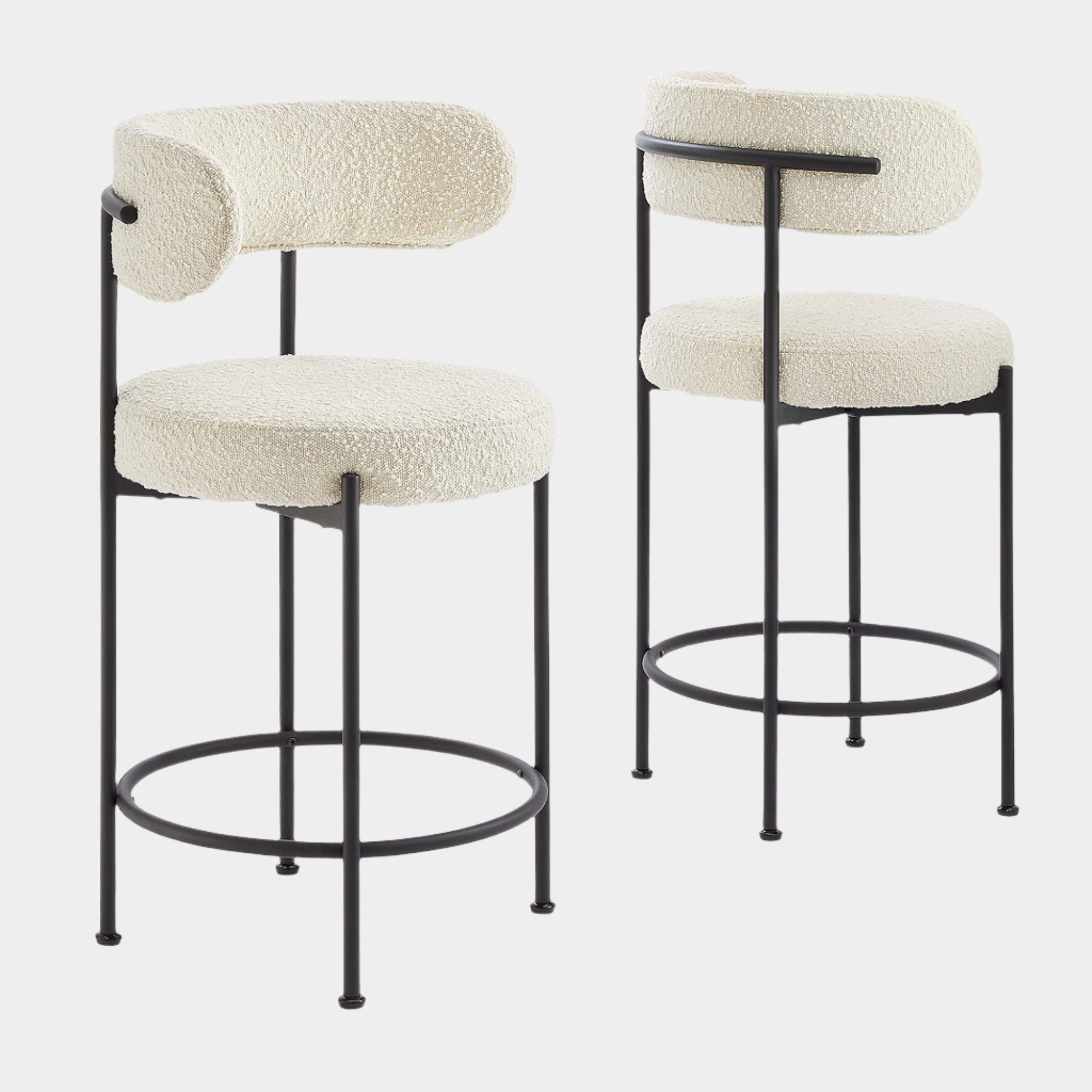 Albie Boucle Fabric Counter Stools Set of 2