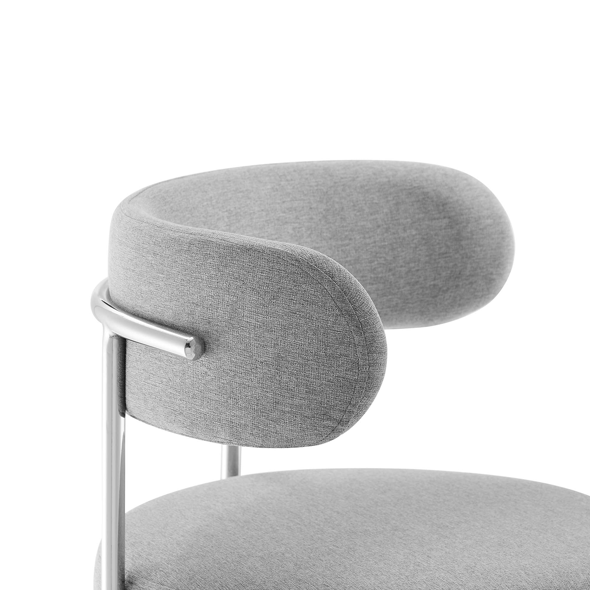 Albie Fabric Counter Stools Set of 2 in Gray Silver