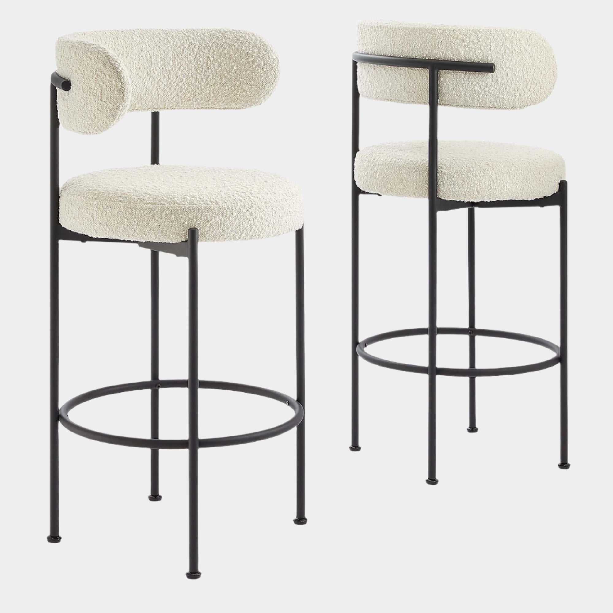 Albie Boucle Fabric Bar Stools - Set of 2