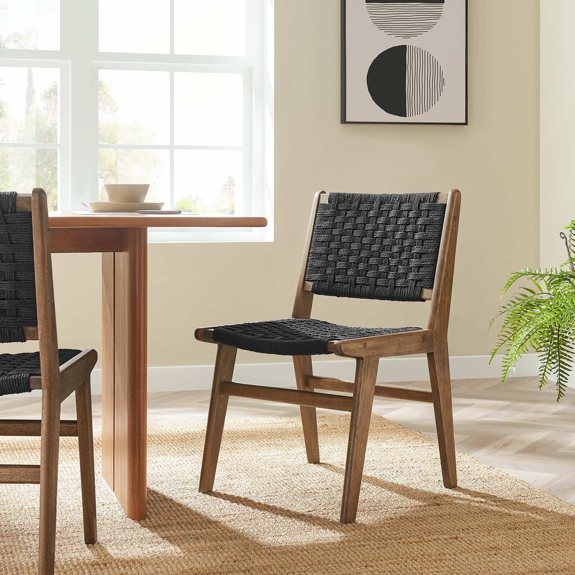 Saoirse Woven Rope Wood Dining Side Chair - Set of 2