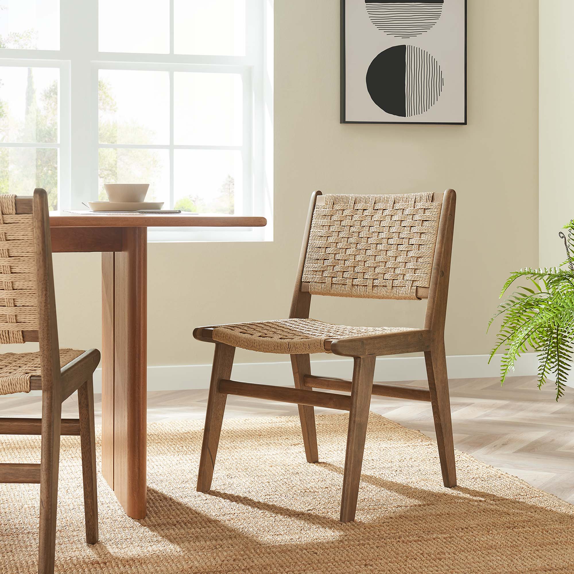 Saoirse Woven Rope Wood Dining Side Chair - Set of 2