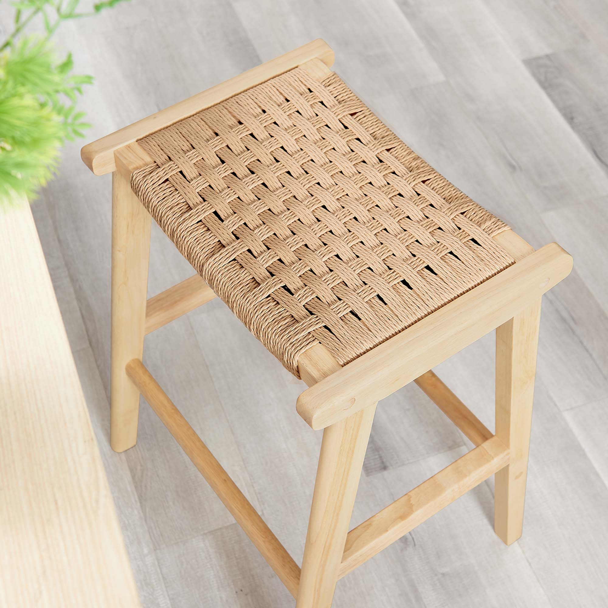 Saoirse Woven Rope Wood Counter Stool Set of 2