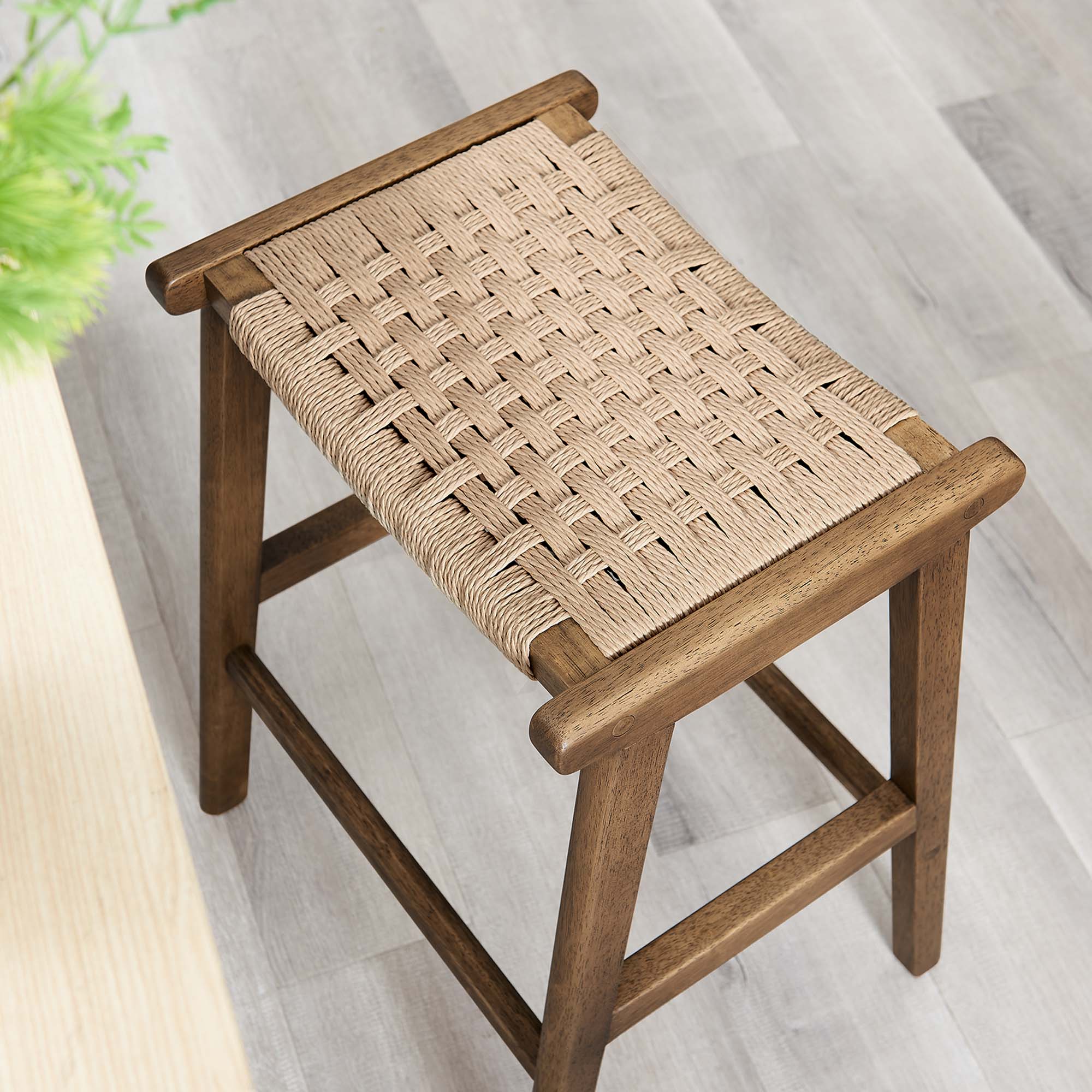 Saoirse Woven Rope Wood Counter Stool Set of 2