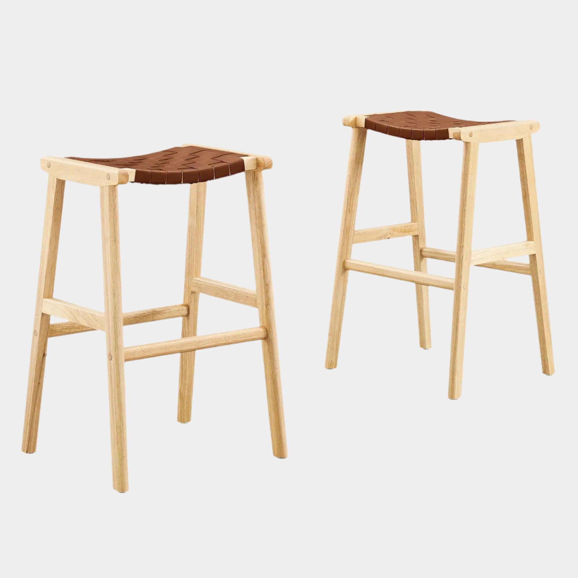 Saoirse Faux Leather Wood Bar Stool - Set of 2