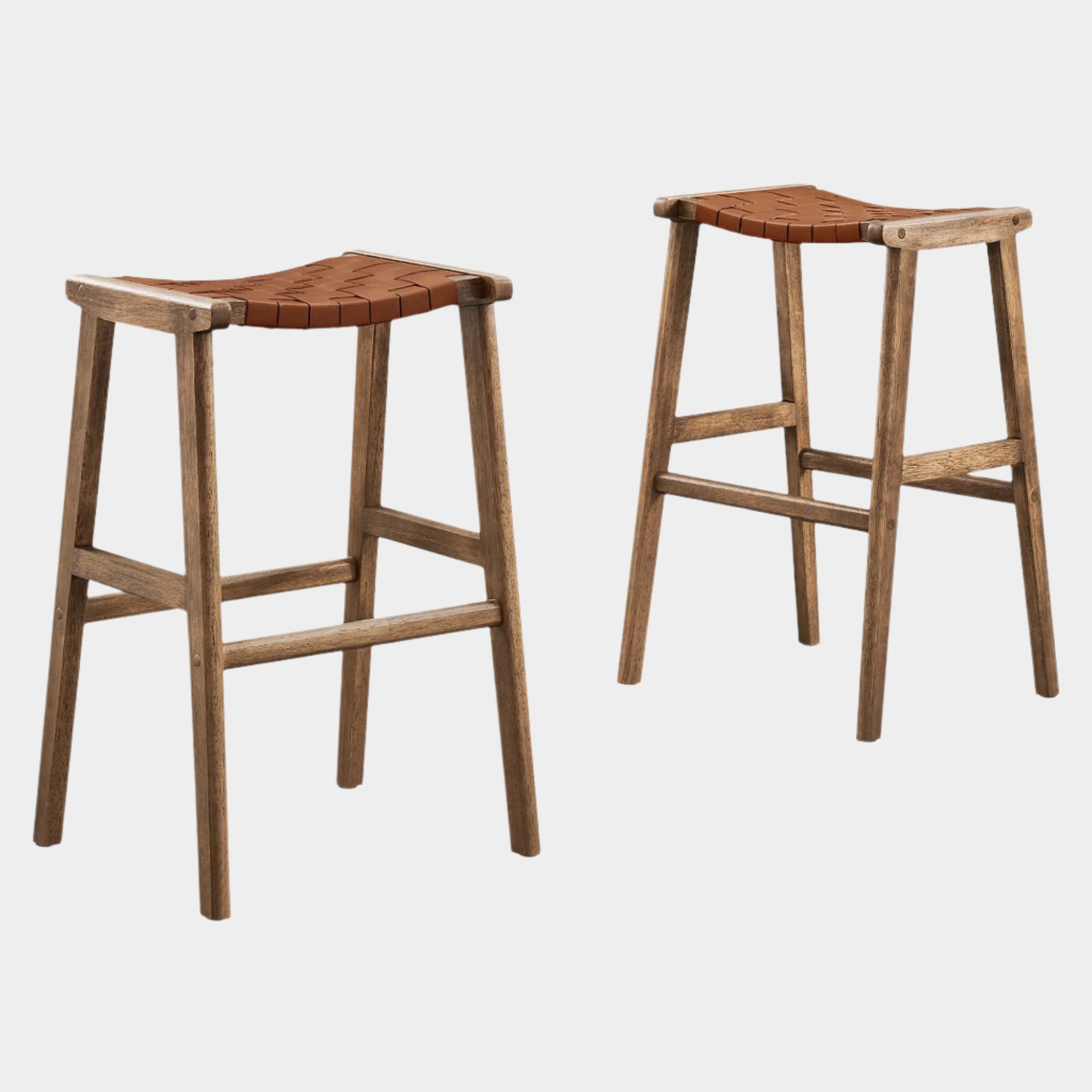 Saoirse Faux Leather Wood Bar Stool - Set of 2