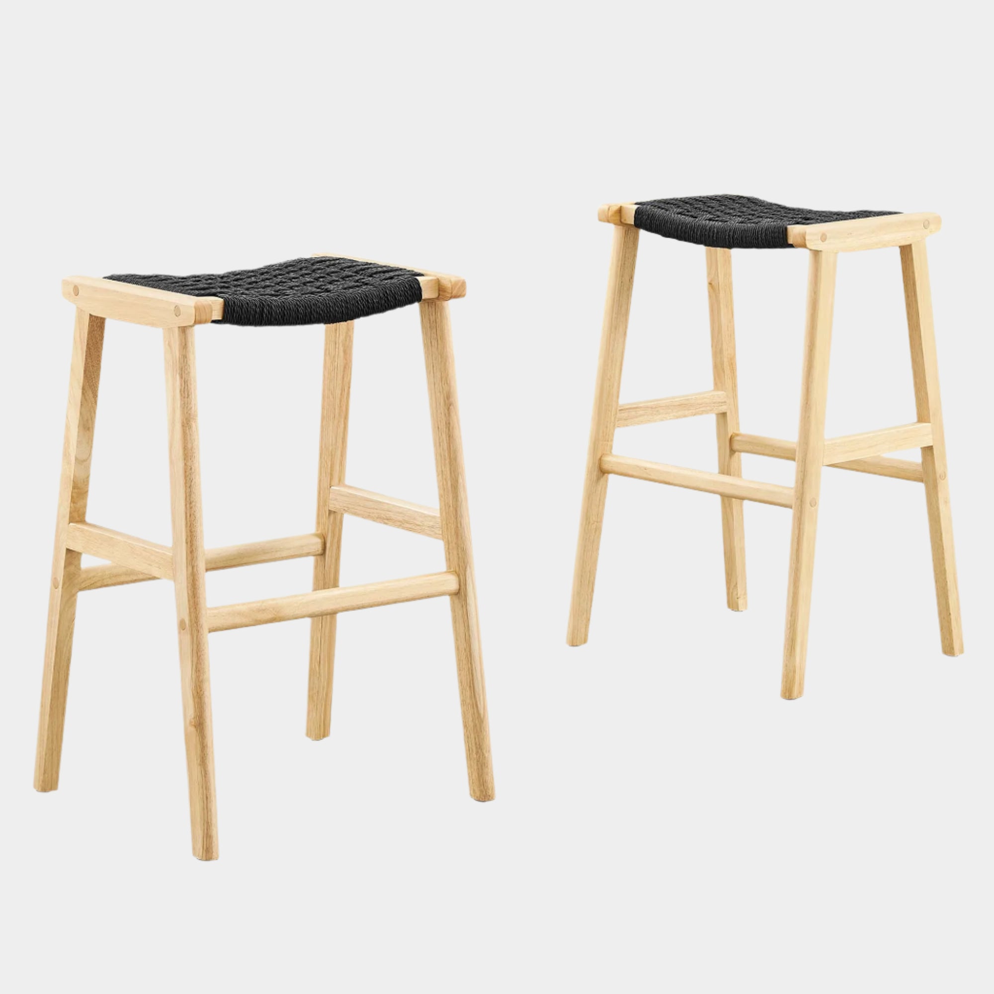 Saoirse Woven Rope Wood Bar Stool - Set of 2