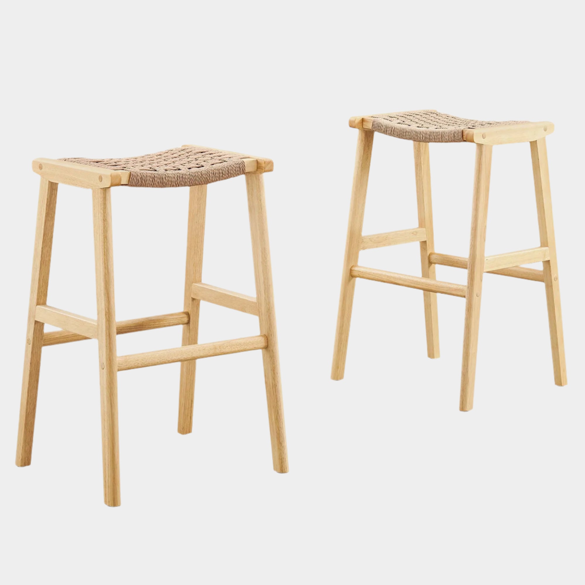 Saoirse Woven Rope Wood Bar Stool - Set of 2