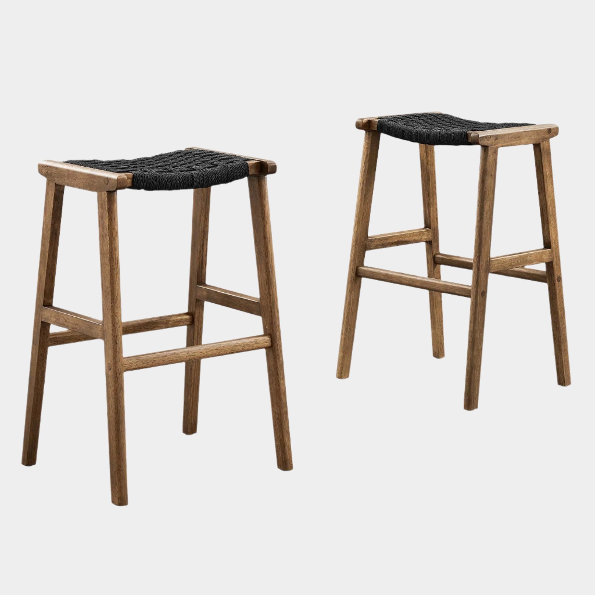 Saoirse Woven Rope Wood Bar Stool - Set of 2