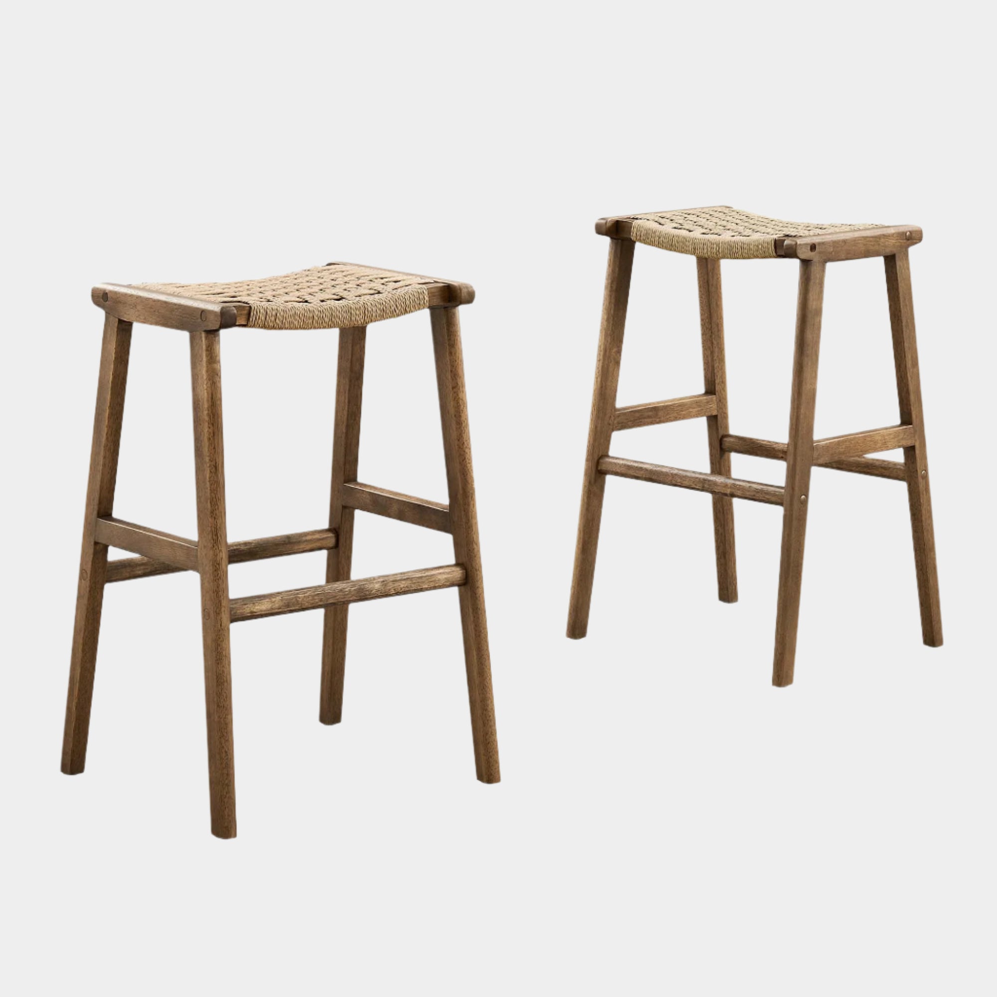 Saoirse Woven Rope Wood Bar Stool - Set of 2