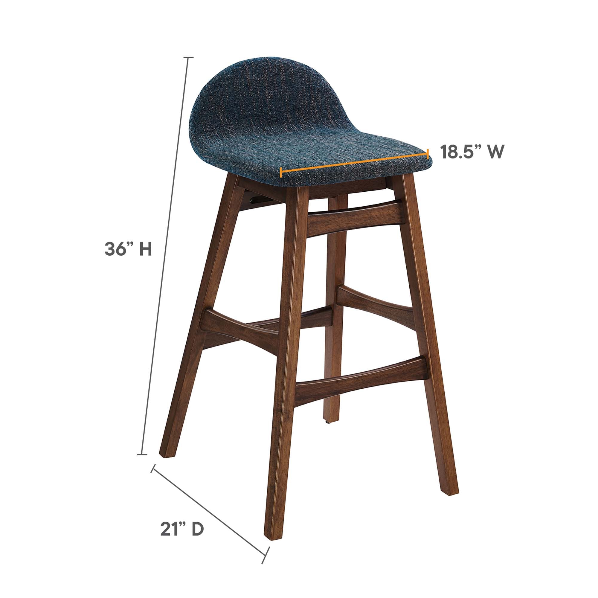 Juno Heathered Fabric Wood Bar Stool - Set of 2