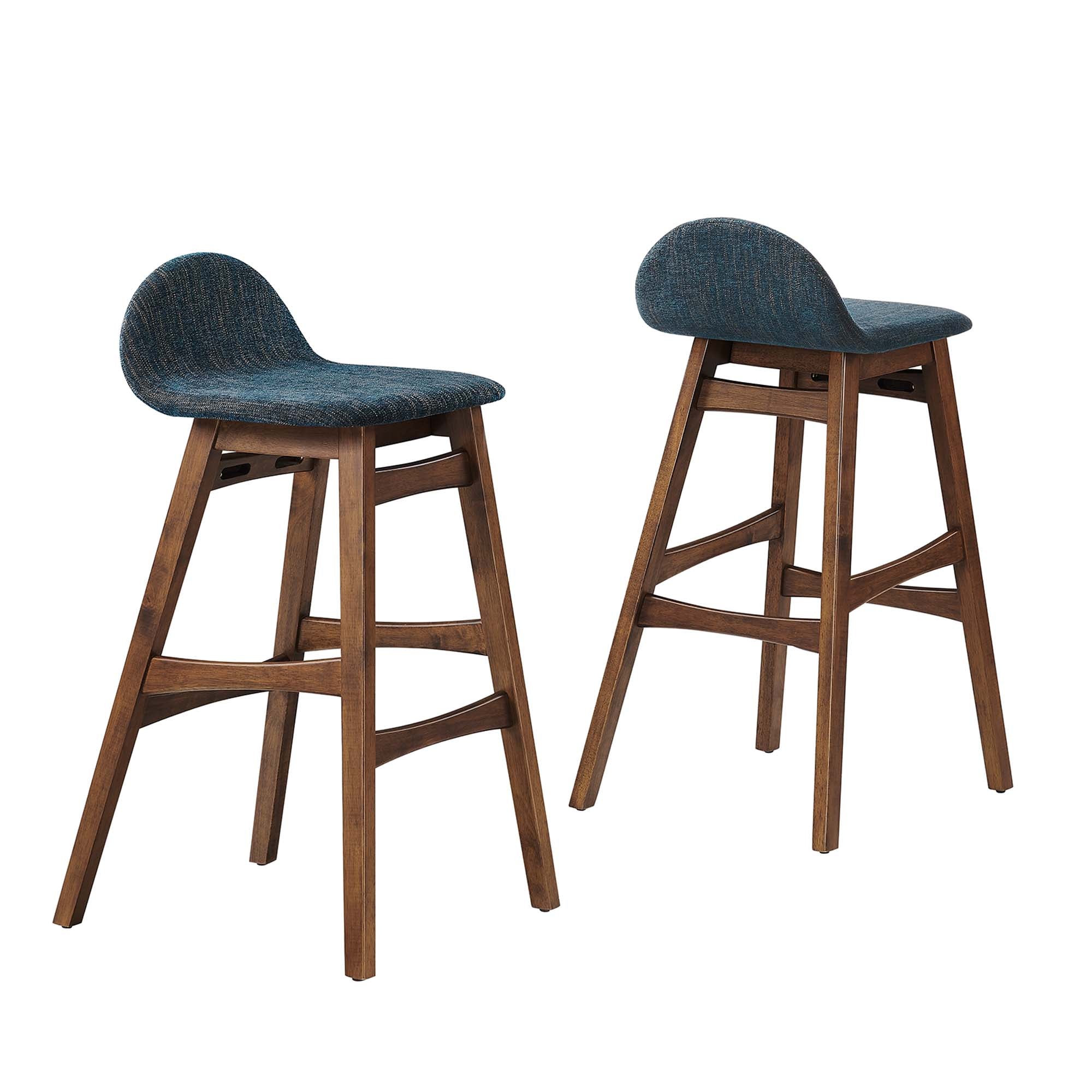 Juno Heathered Fabric Wood Bar Stool - Set of 2