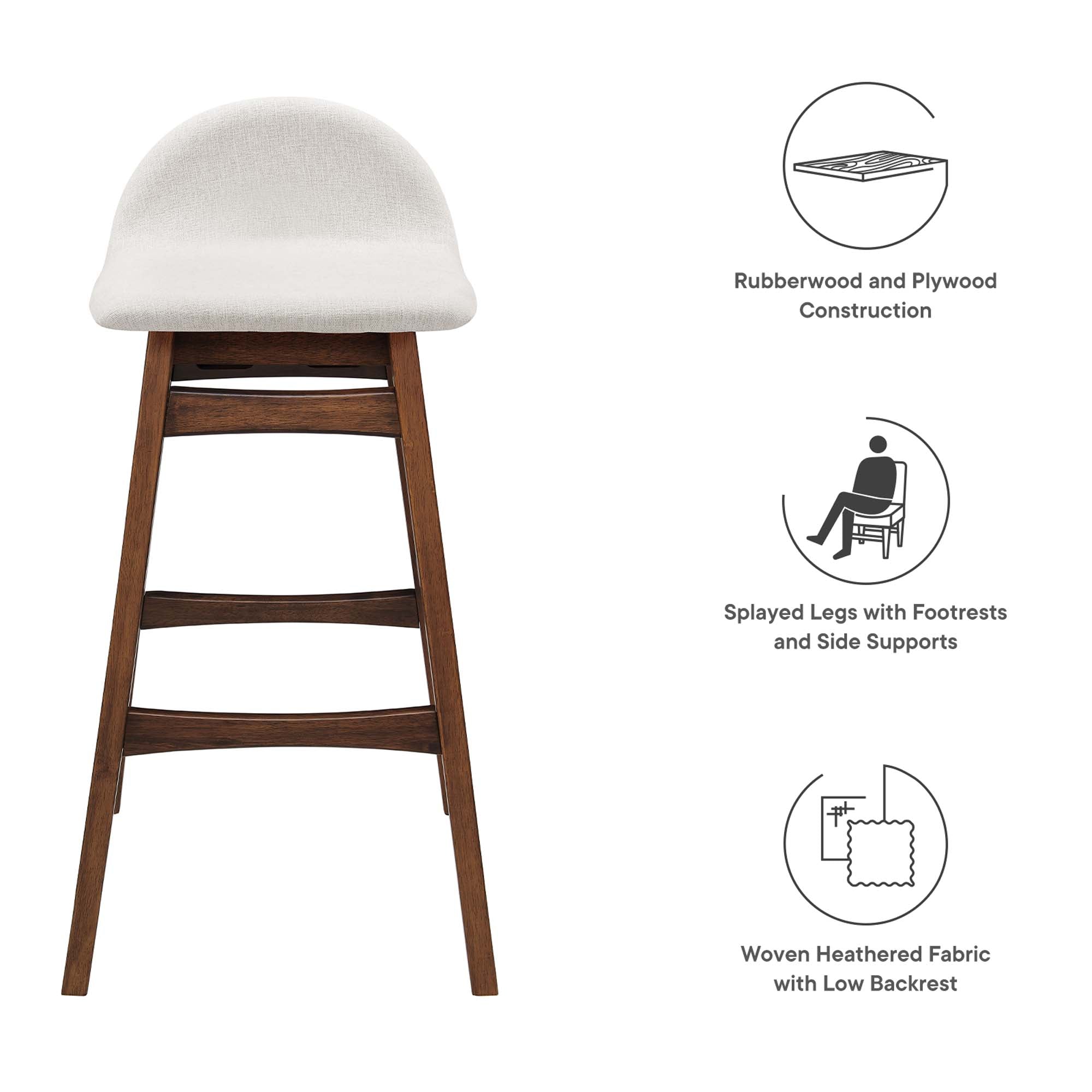 Juno Heathered Fabric Wood Bar Stool - Set of 2