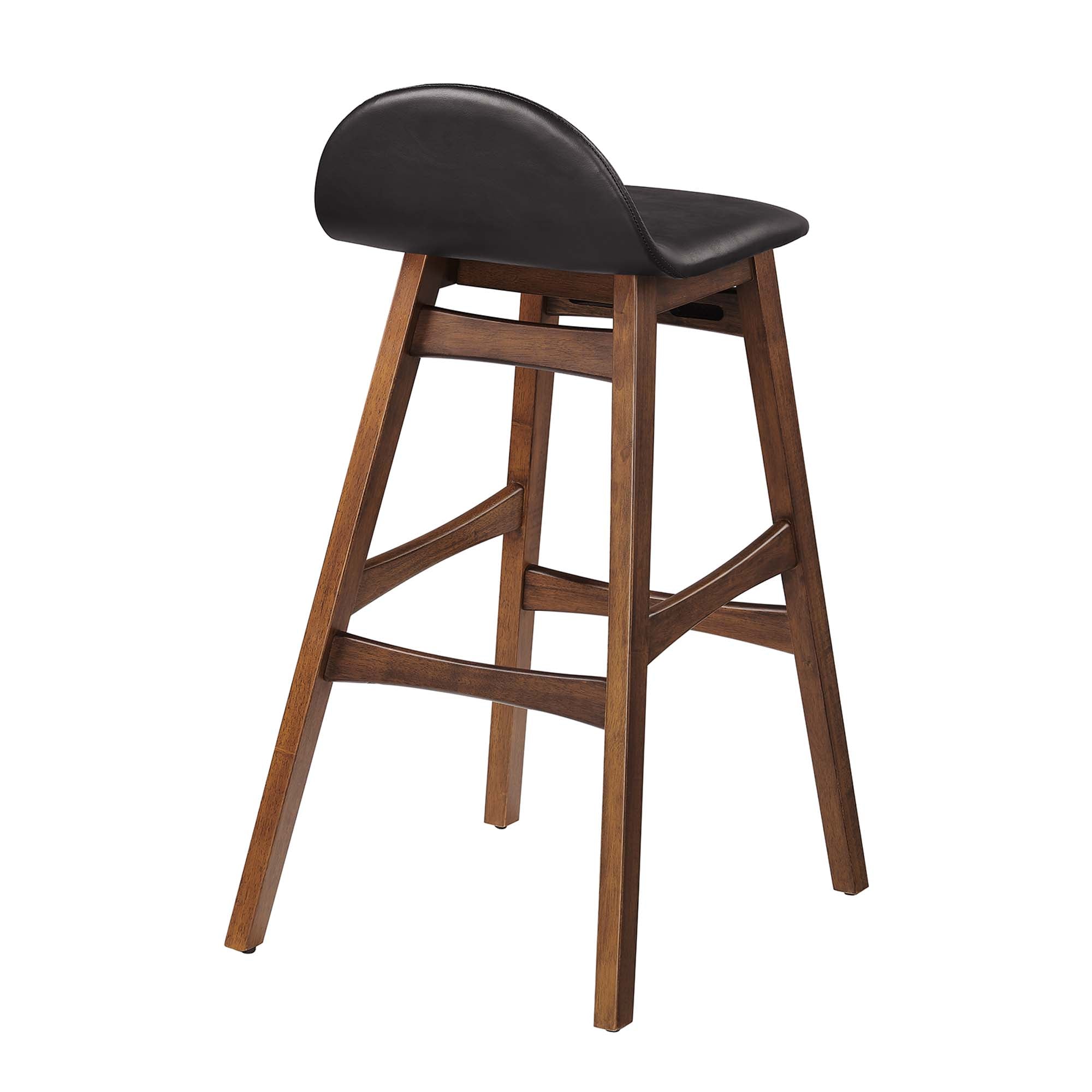 Juno Vegan Leather Wood Bar Stool - Set of 2