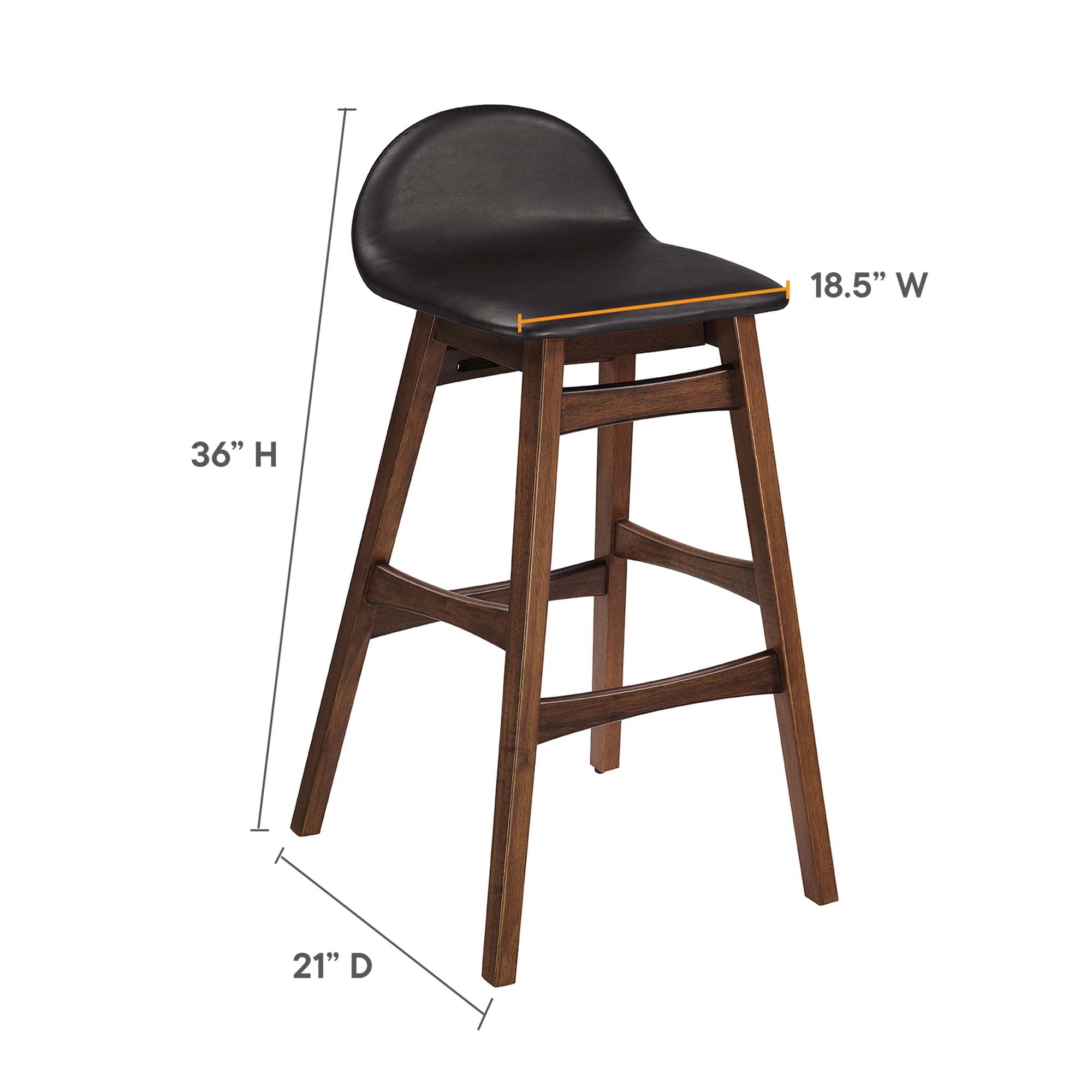 Juno Vegan Leather Wood Bar Stool - Set of 2