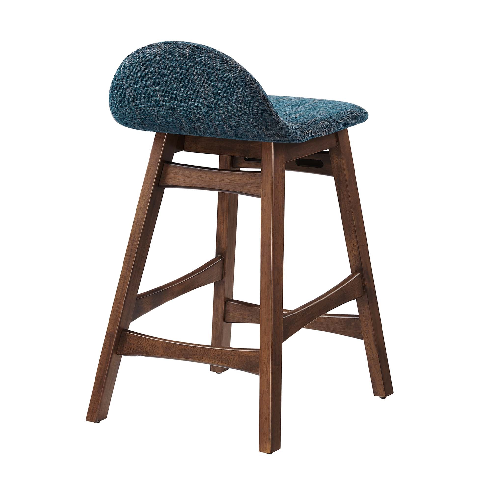 Juno Heathered Fabric Wood Counter Stool - Set of 2