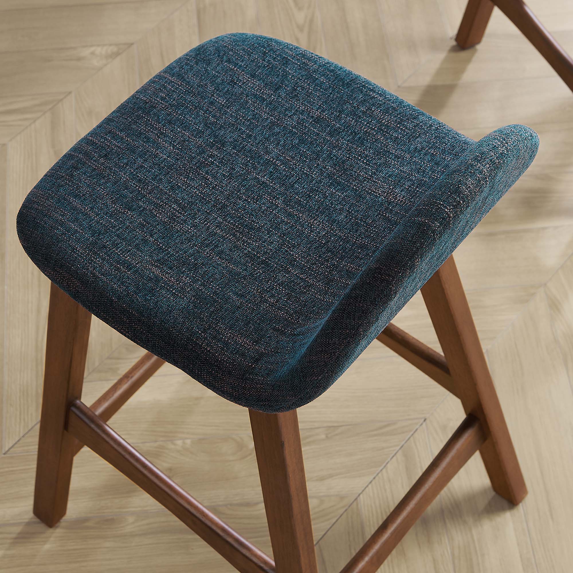 Juno Heathered Fabric Wood Counter Stool - Set of 2