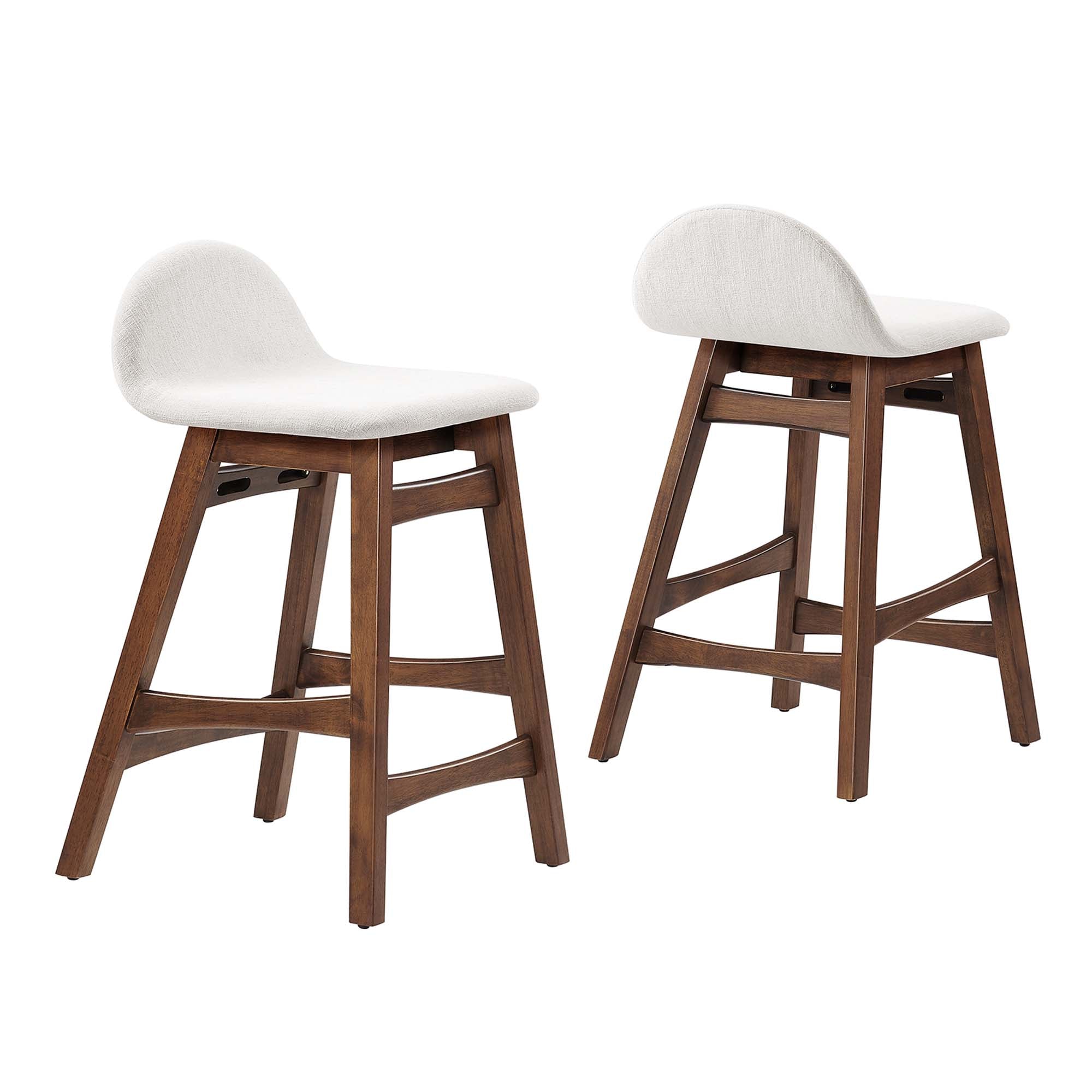 Juno Heathered Fabric Wood Counter Stool - Set of 2