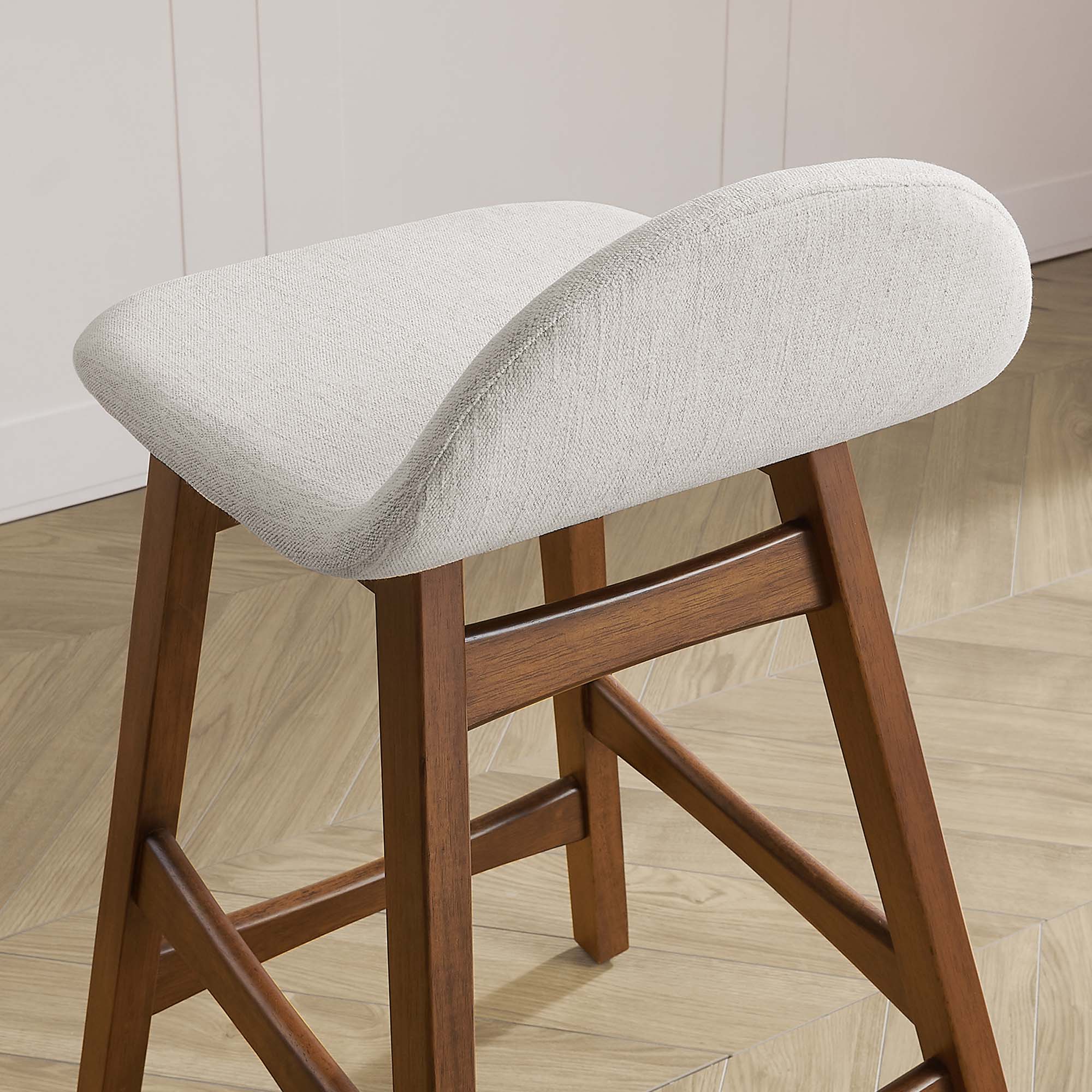 Juno Heathered Fabric Wood Counter Stool - Set of 2