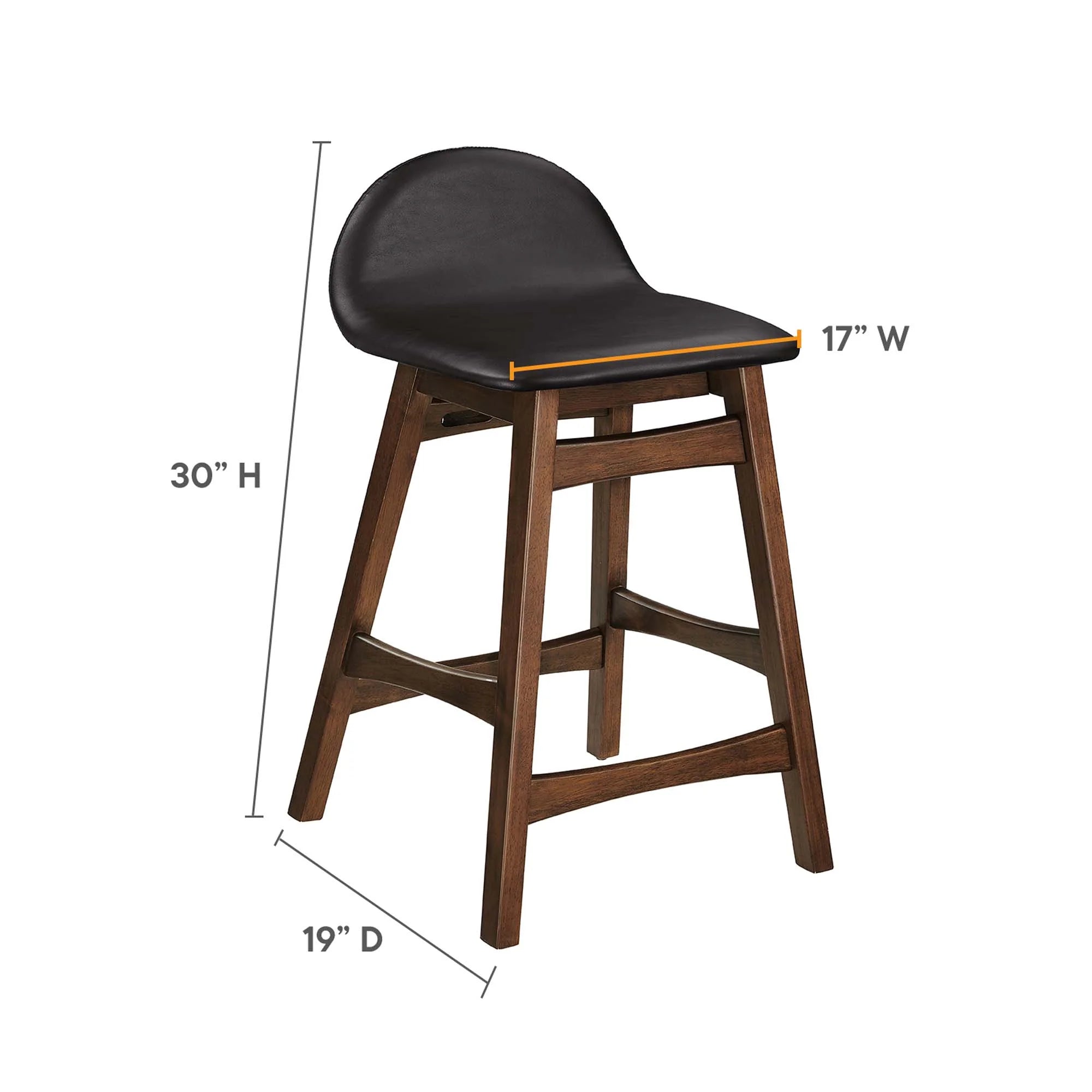 Juno Vegan Leather Wood Counter Stool - Set of 2