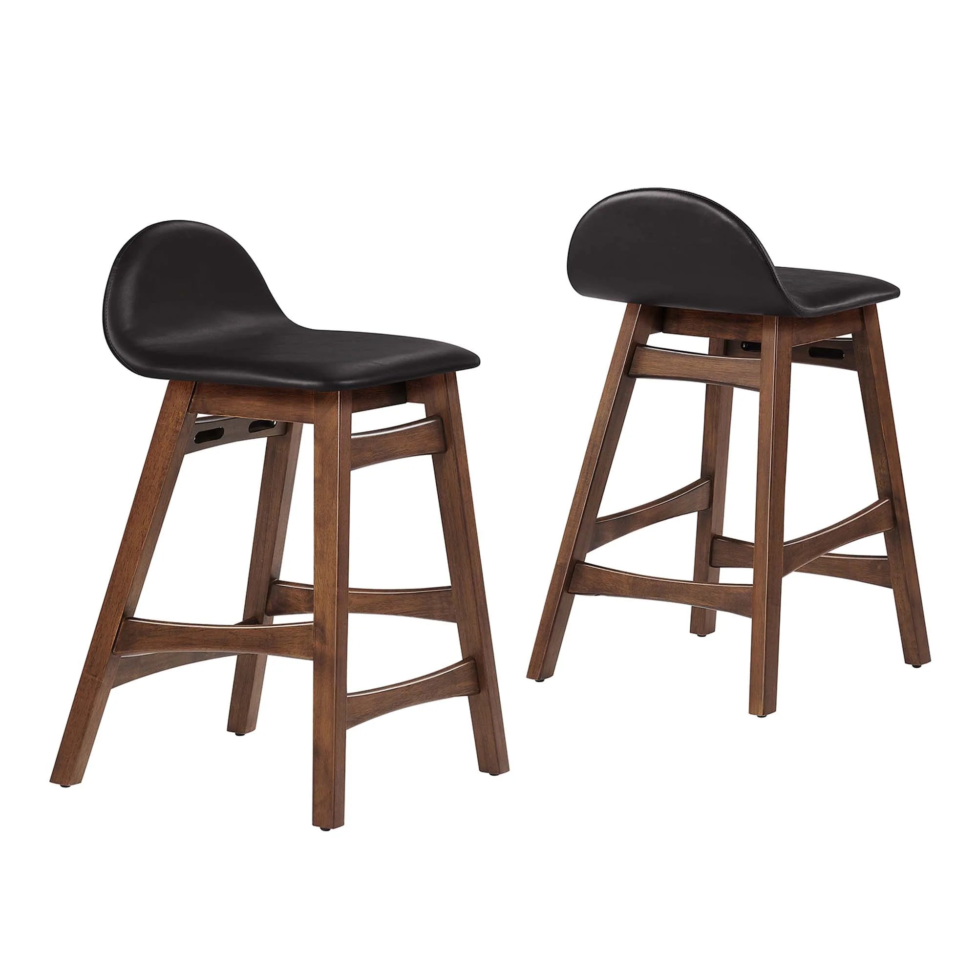 Juno Vegan Leather Wood Counter Stool - Set of 2