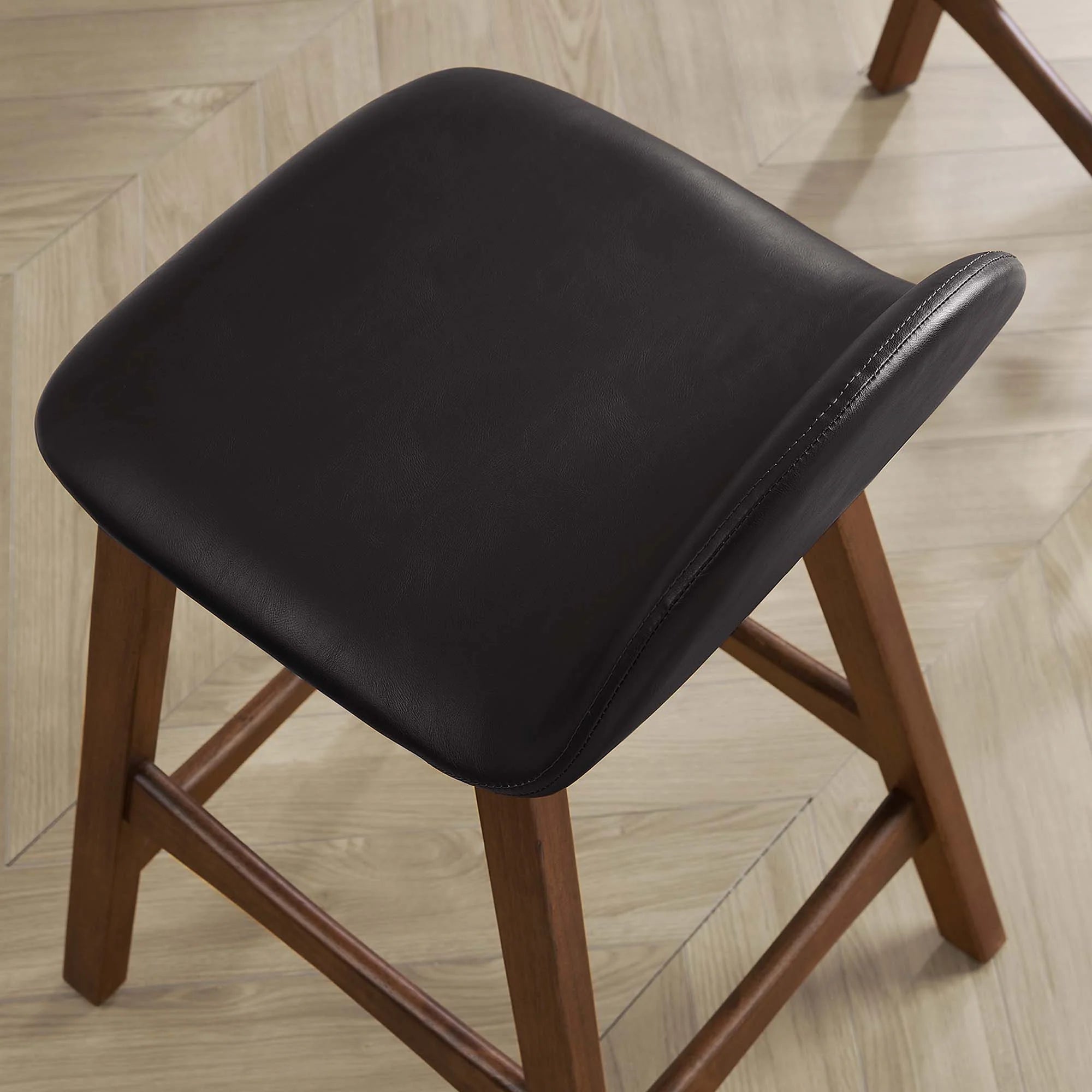 Juno Vegan Leather Wood Counter Stool - Set of 2