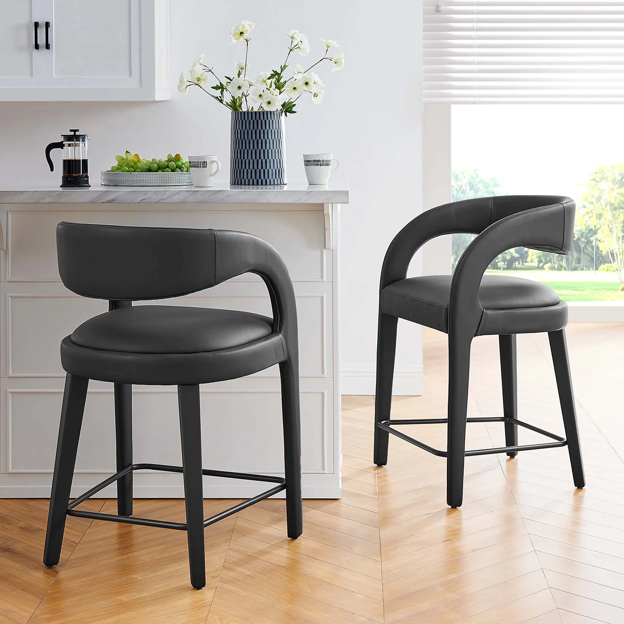 Pinnacle Vegan Leather Counter Stool Set of Two