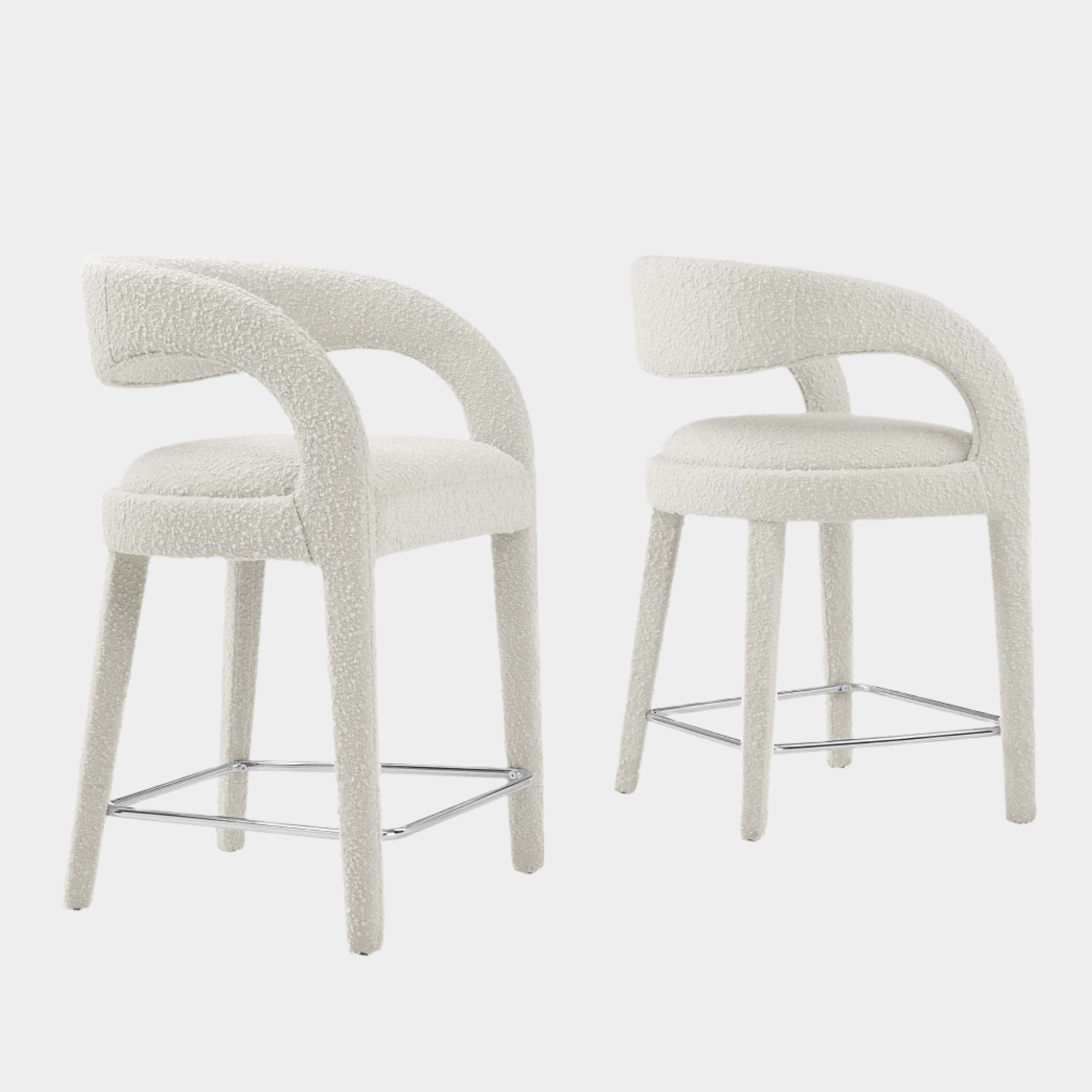 Pinnacle Boucle Upholstered Counter Stool Set of Two