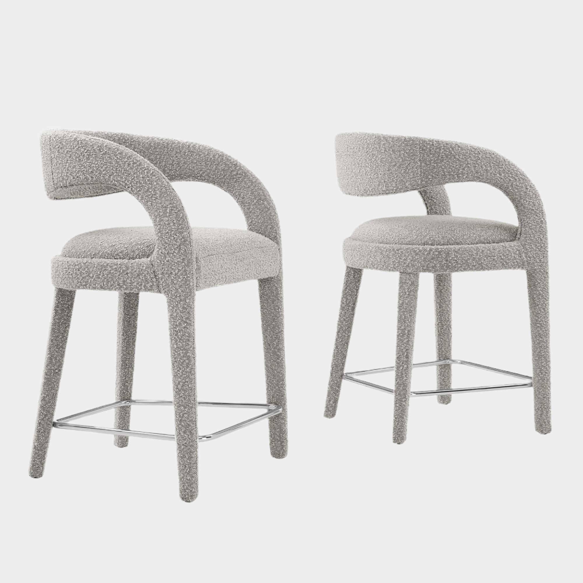 Pinnacle Boucle Upholstered Counter Stool Set of Two