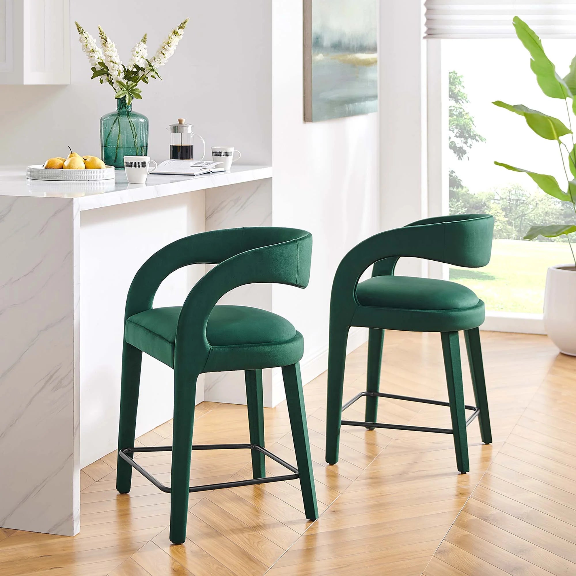 Pinnacle Performance Velvet Counter Stool Set of Two