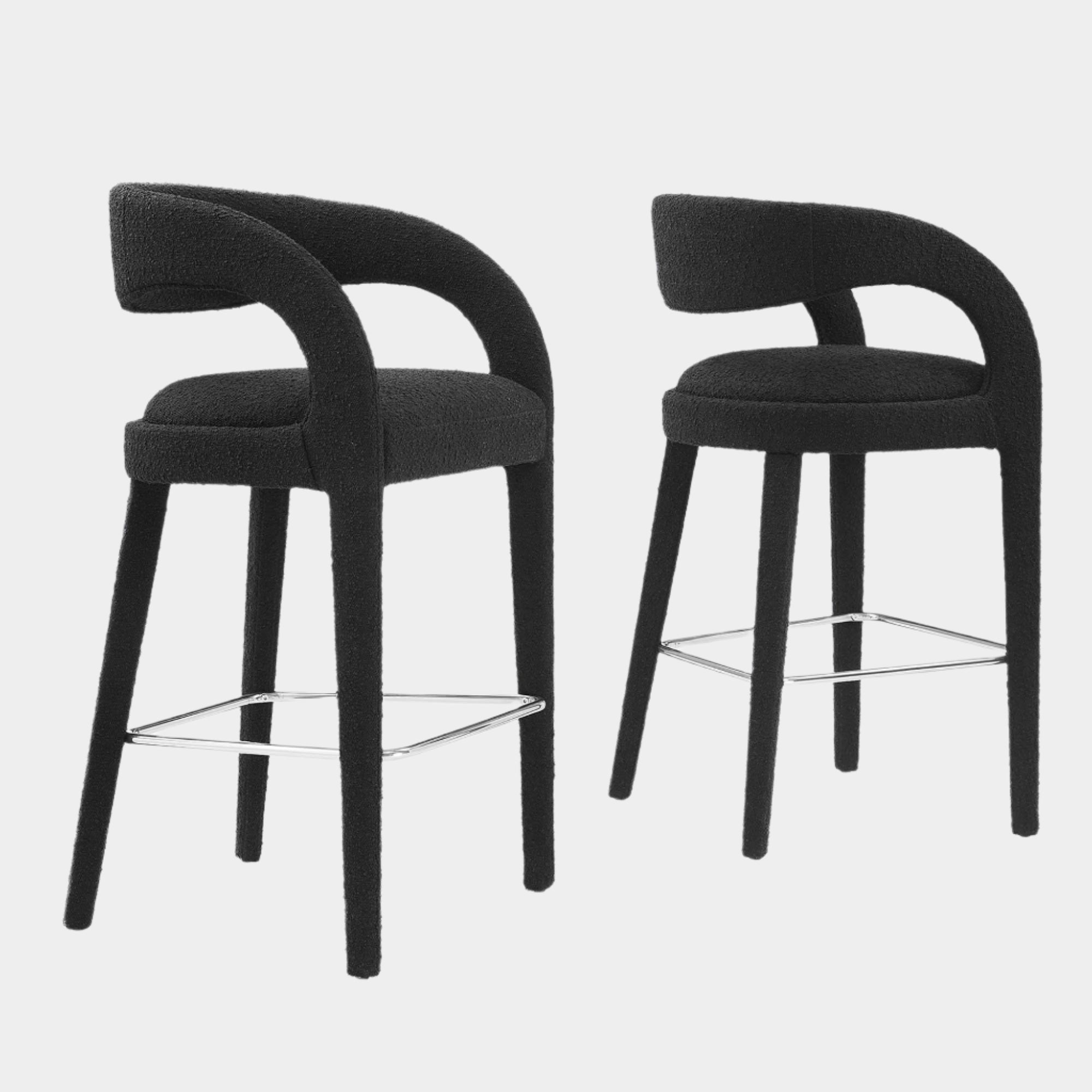 Pinnacle Boucle Upholstered Bar Stool Set of Two