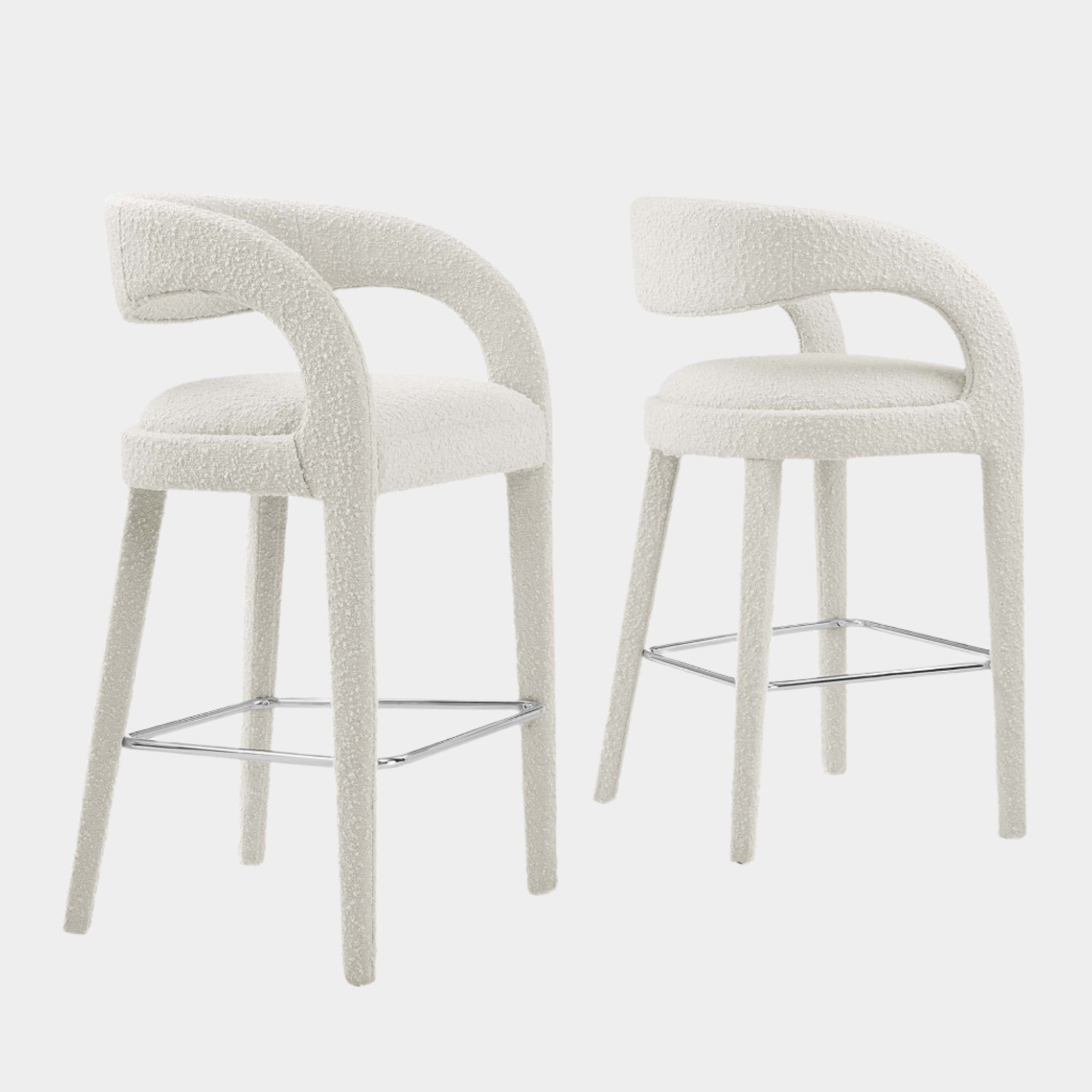 Pinnacle Boucle Upholstered Bar Stool Set of Two