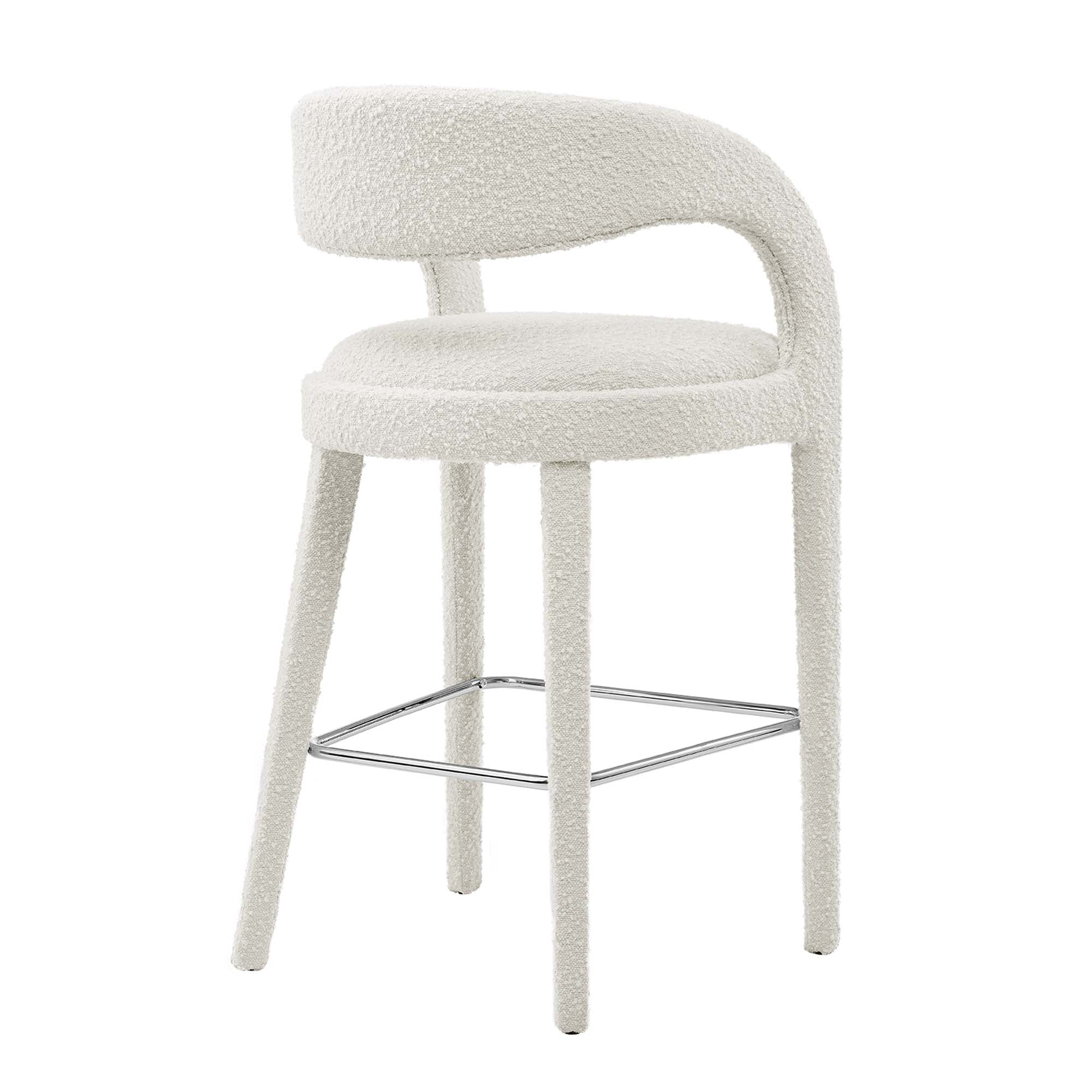 Pinnacle Boucle Upholstered Bar Stool Set of Two