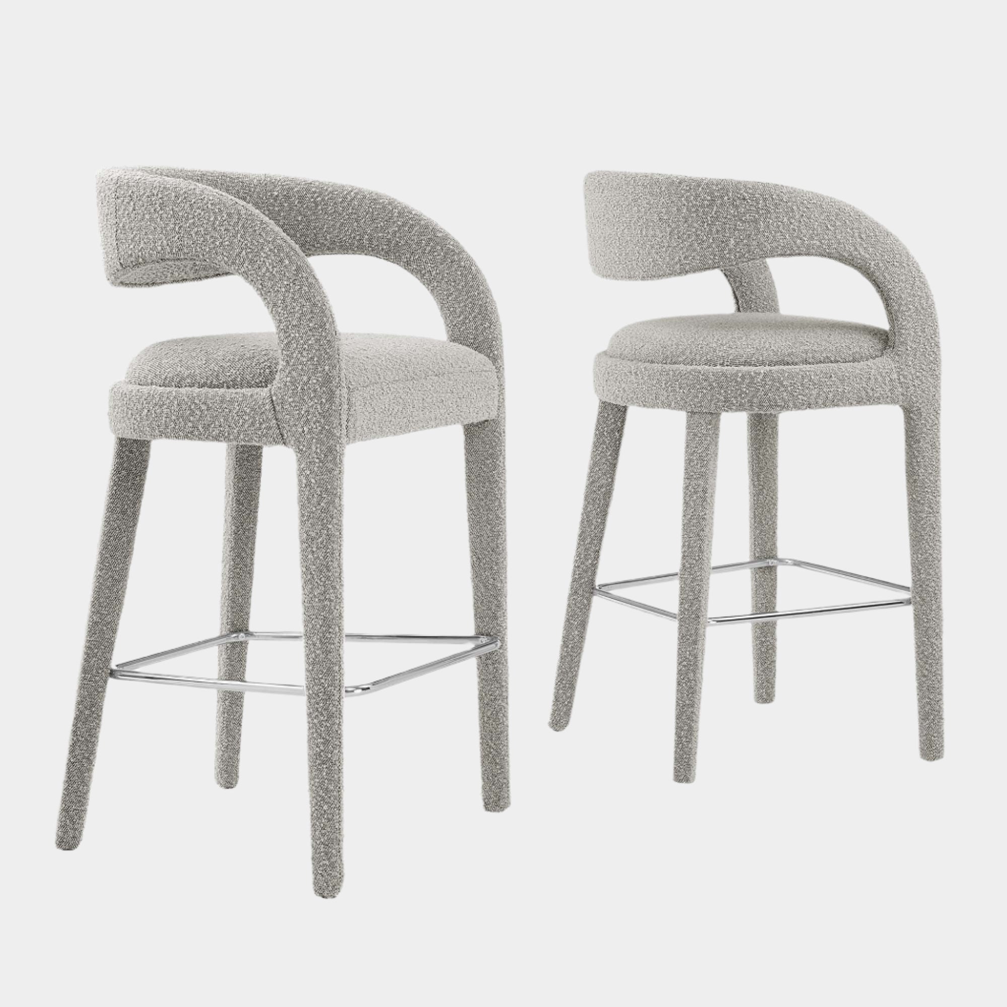 Pinnacle Boucle Upholstered Bar Stool Set of Two